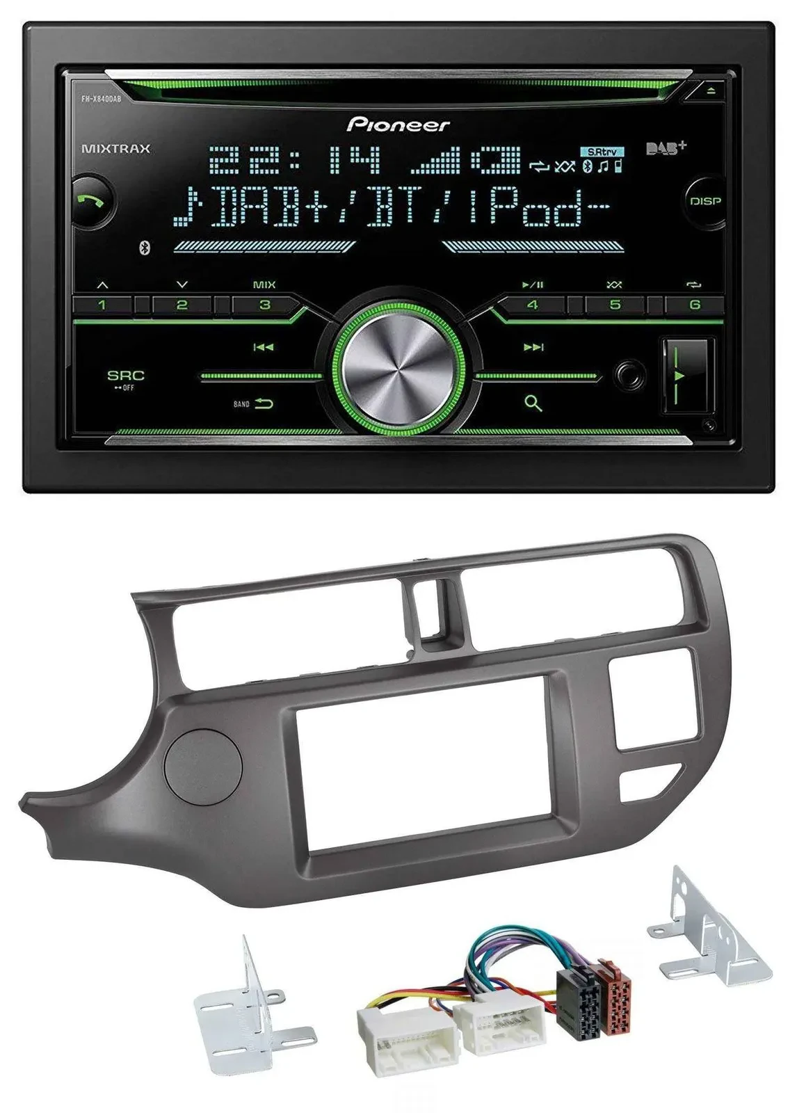 Автомагнитола для Kia Rio (UB) 2011–2014 Pioneer 2-DIN, Bluetooth, DAB, USB, CD, антрацит