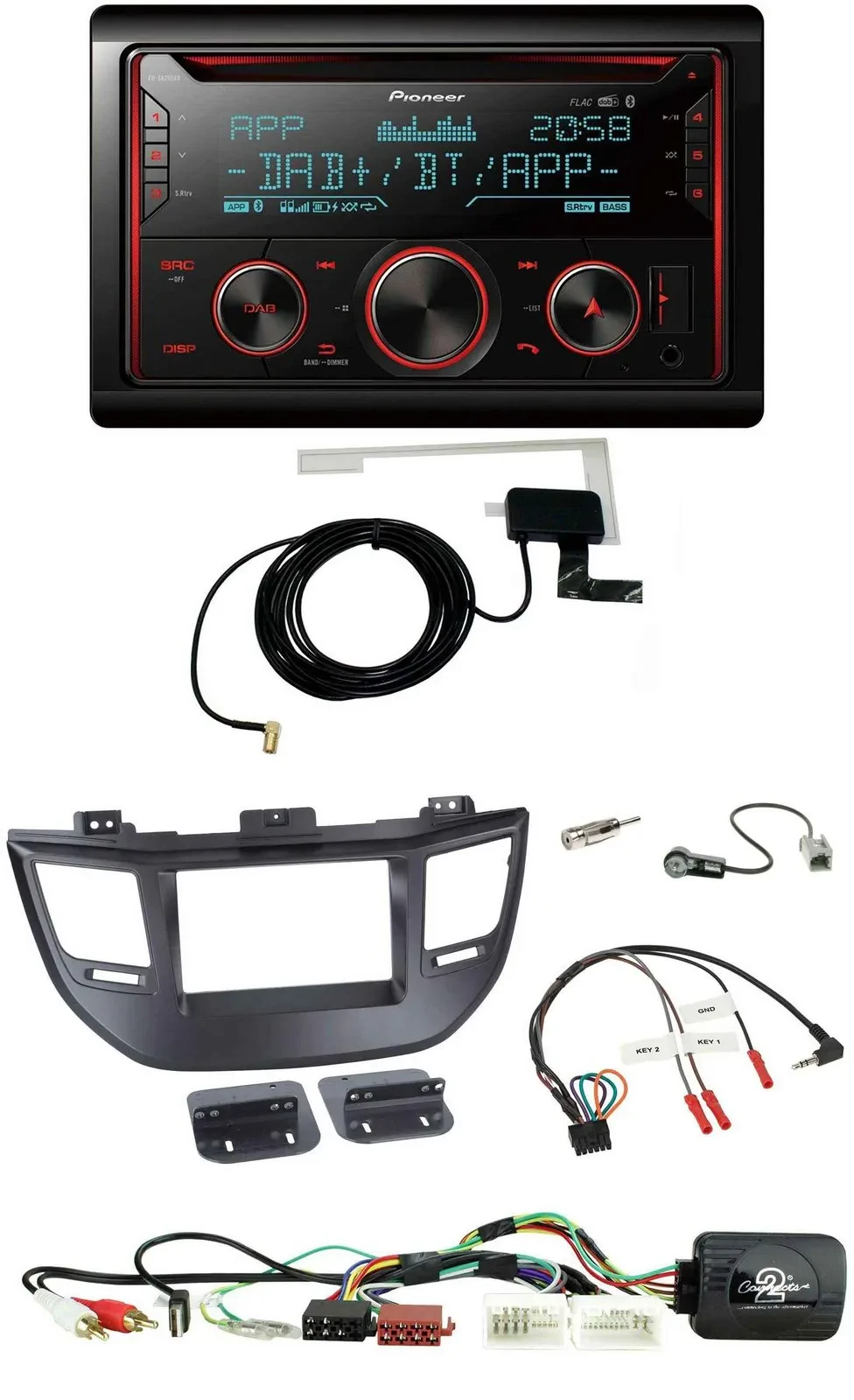 Pioneer 2DIN Lenkrad DAB USB CD Bluetooth Autoradio für Hyundai Tucson 15-20 sch