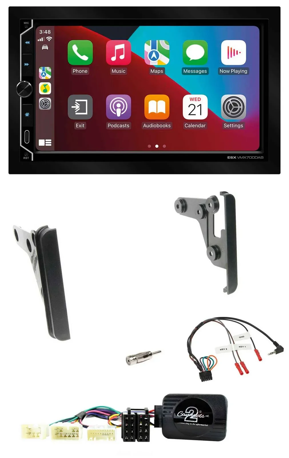 ESX 2DIN DAB USB Lenkrad Bluetooth Autoradio für Toyota RAV 4 2001-2005