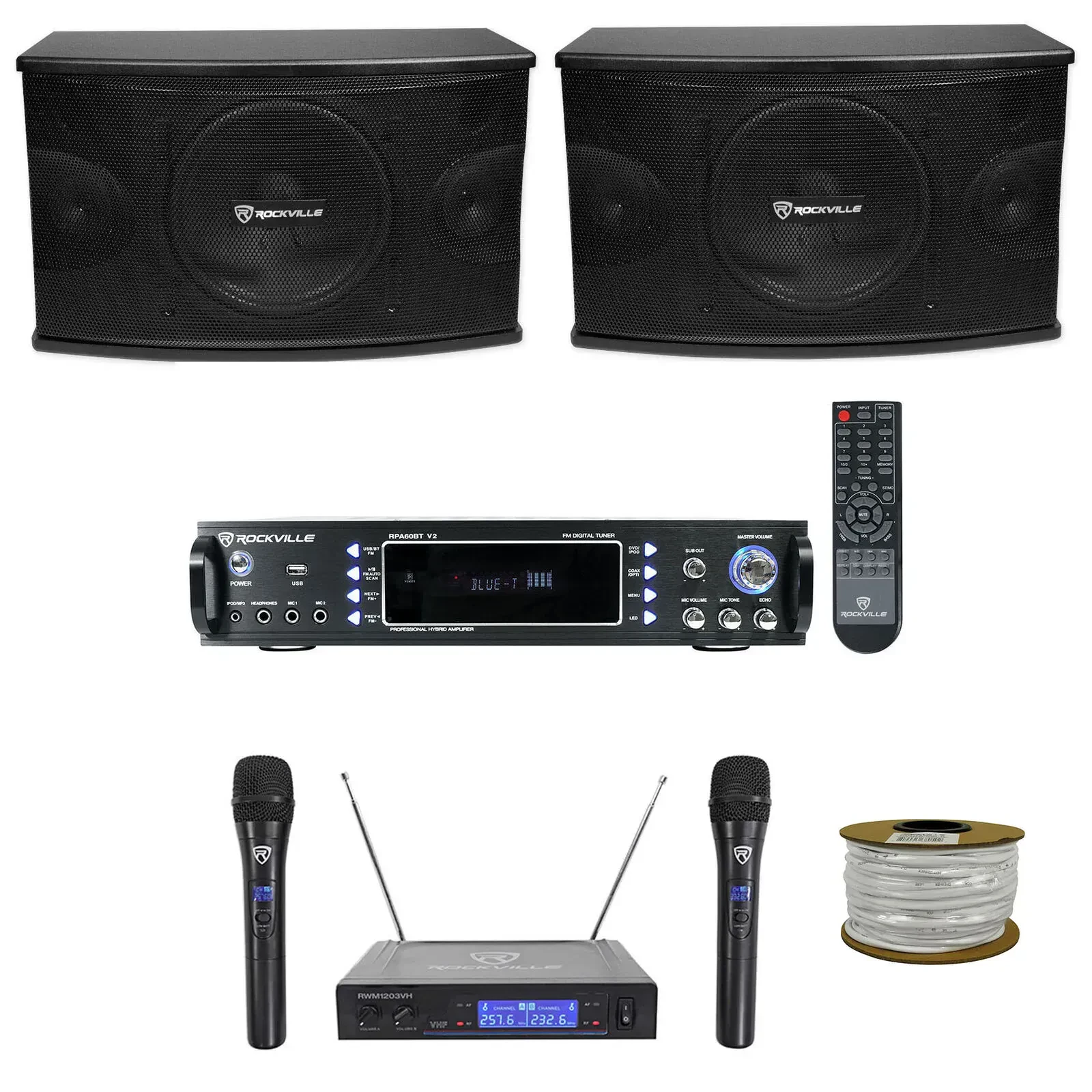 Пассивная акустическая система Rockville KPS10 Black с усилителем и аксессуарами (пара)