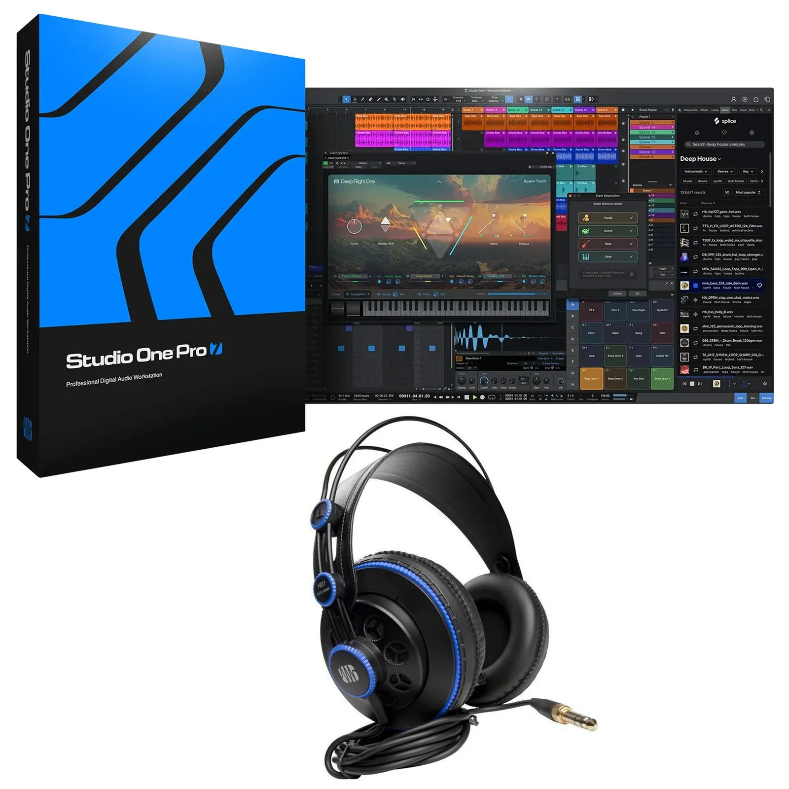 PreSonus Studio One Pro 7 DAW Recording Music Studio Software+HD7 Headphones