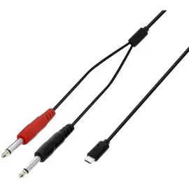 Adam Hall 3 STAR Y PP USB-C 0300 USB-C Y-Kabel 2 x Klinke TS Male x USB-C 3m Neu