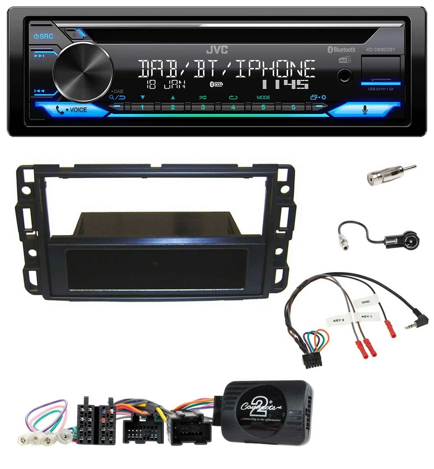 JVC Bluetooth Lenkrad USB DAB CD Autoradio für Cadillac BLS YSCF 2006-2010