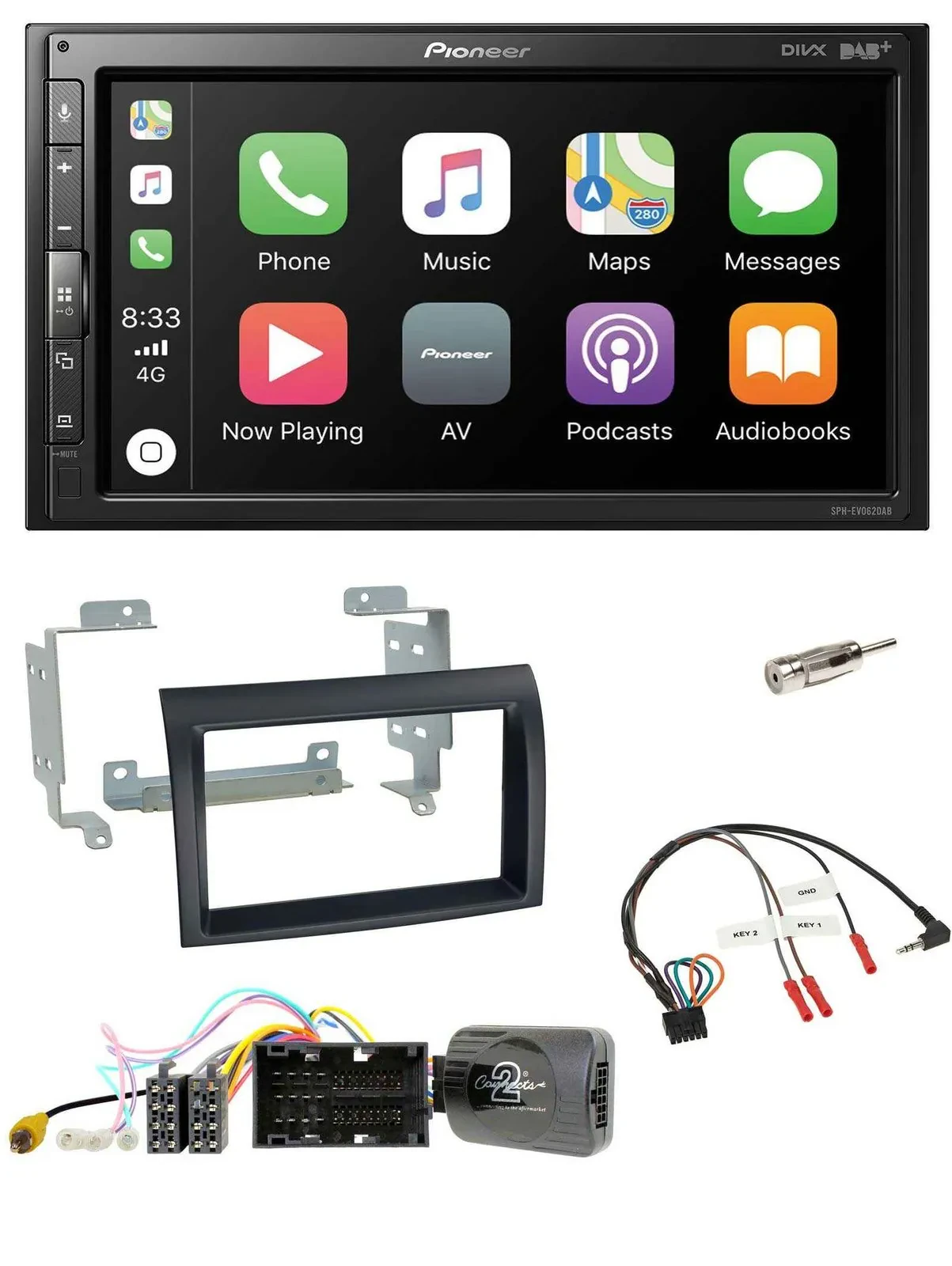 Автомагнитола Pioneer 2-DIN, DAB, Bluetooth, USB, для Citroen Jumper (с 2014), черная, с управлением с руля