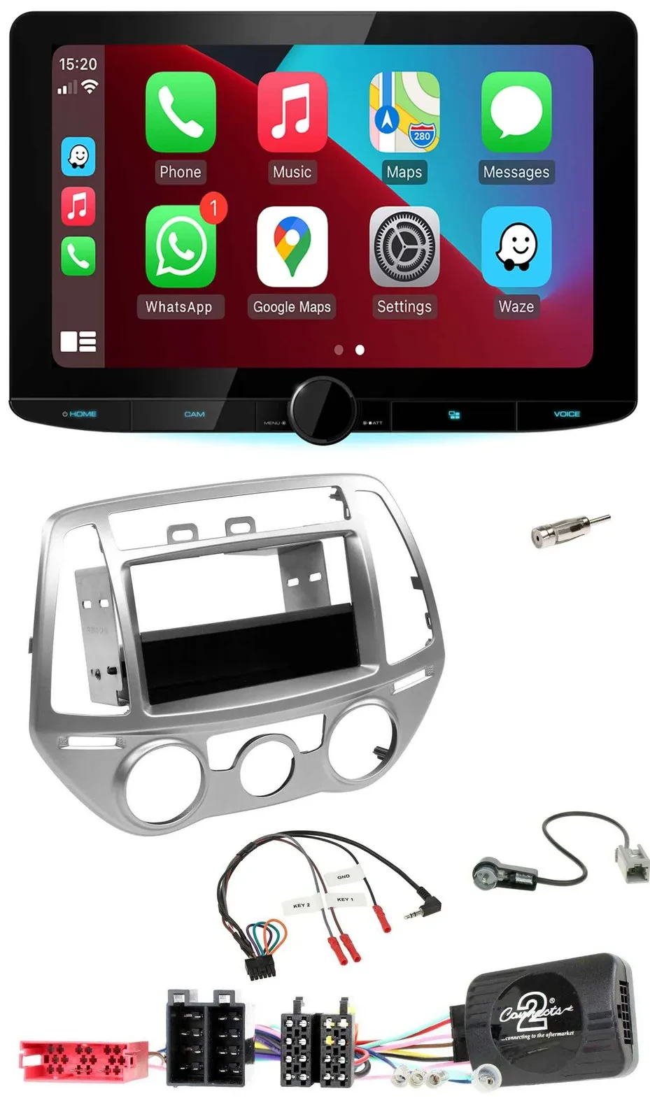 Kenwood Lenkrad USB DAB Bluetooth Autoradio für Hyundai i20 2012-2014 silber man