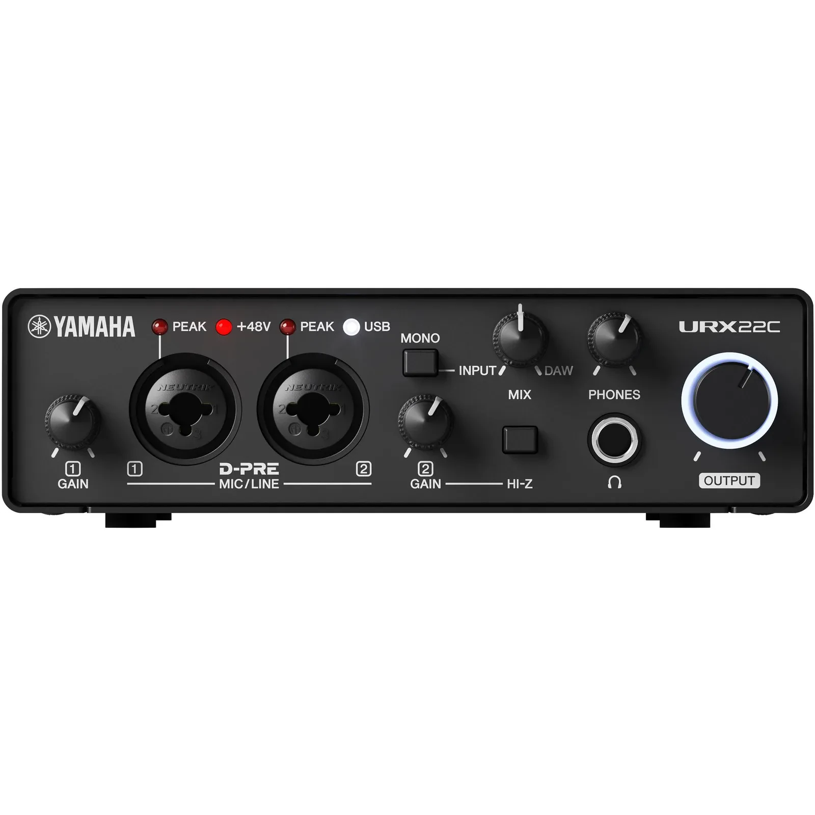 Yamaha URX22C 2x2 USB-C Audio Interface, Black
