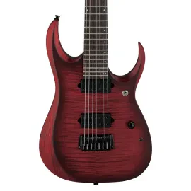 Ibanez RGD721FA 7-String Electric Guitar, Ebony, Stained Wine Red Bust Flat