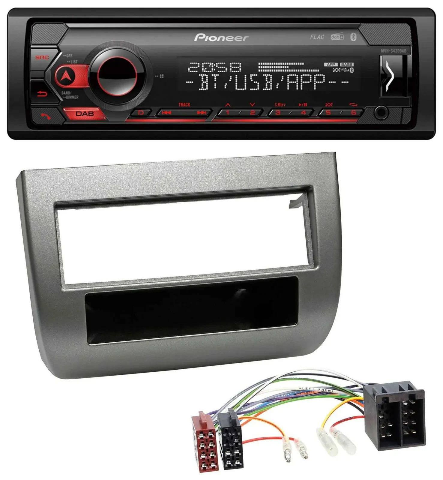 Автомагнитола Pioneer для Lancia Y (843 03–11), MP3, USB, DAB, Bluetooth, антрацит