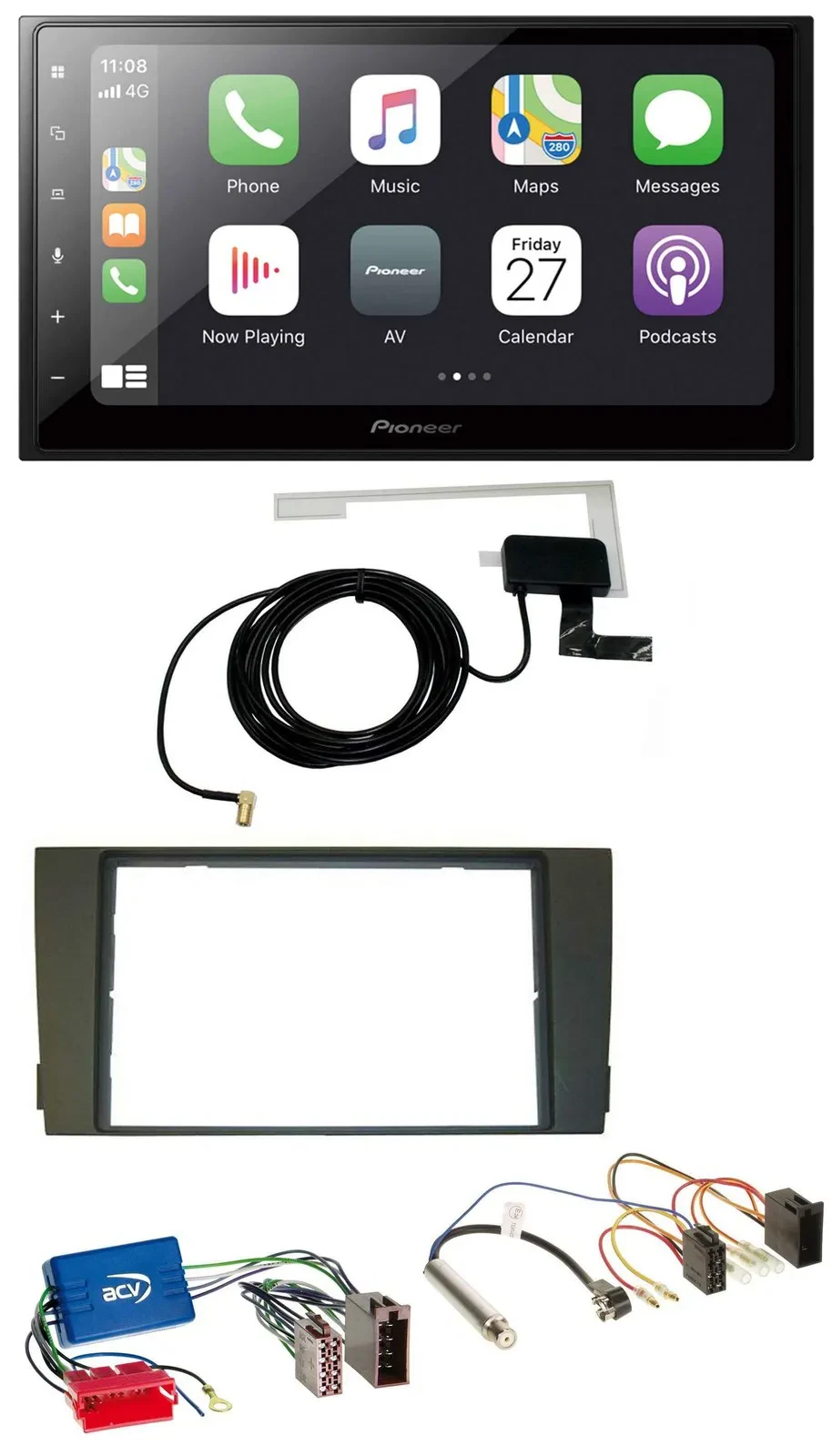 Pioneer USB MP3 2DIN Bluetooth DAB Autoradio für Audi A6 C5 01-05 Aktivsystem Mi