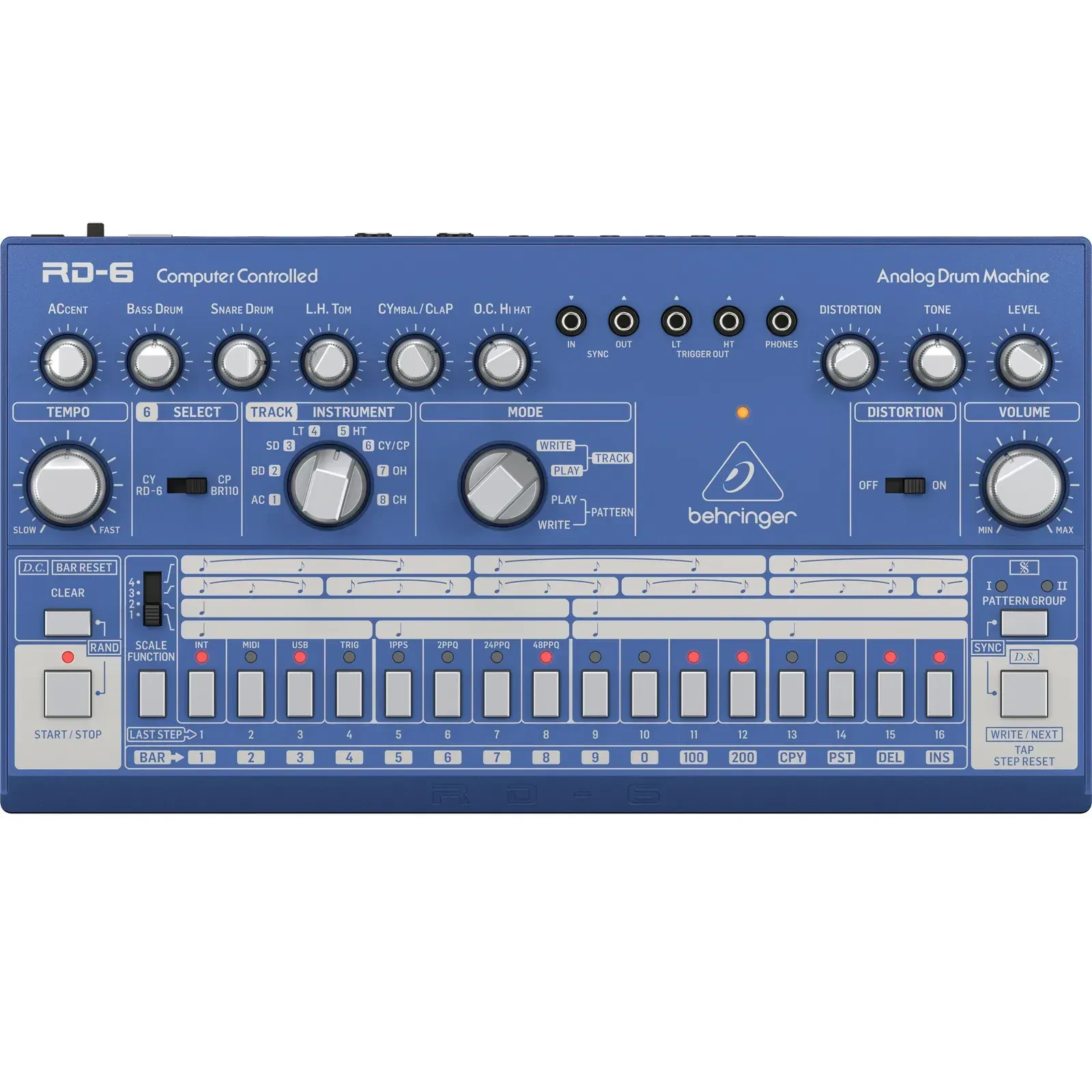 Драм-машина Behringer RD6-BU Blue Classic Analog Drum Machine