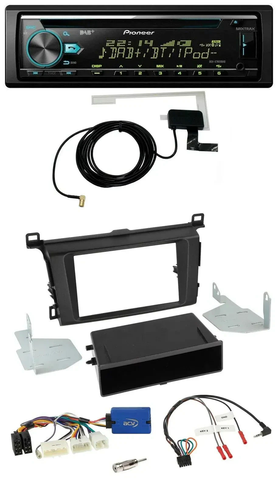 Автомагнитола Pioneer CD/USB/DAB, MP3, для Toyota RAV4 (с 2013), поддержка управления с руля