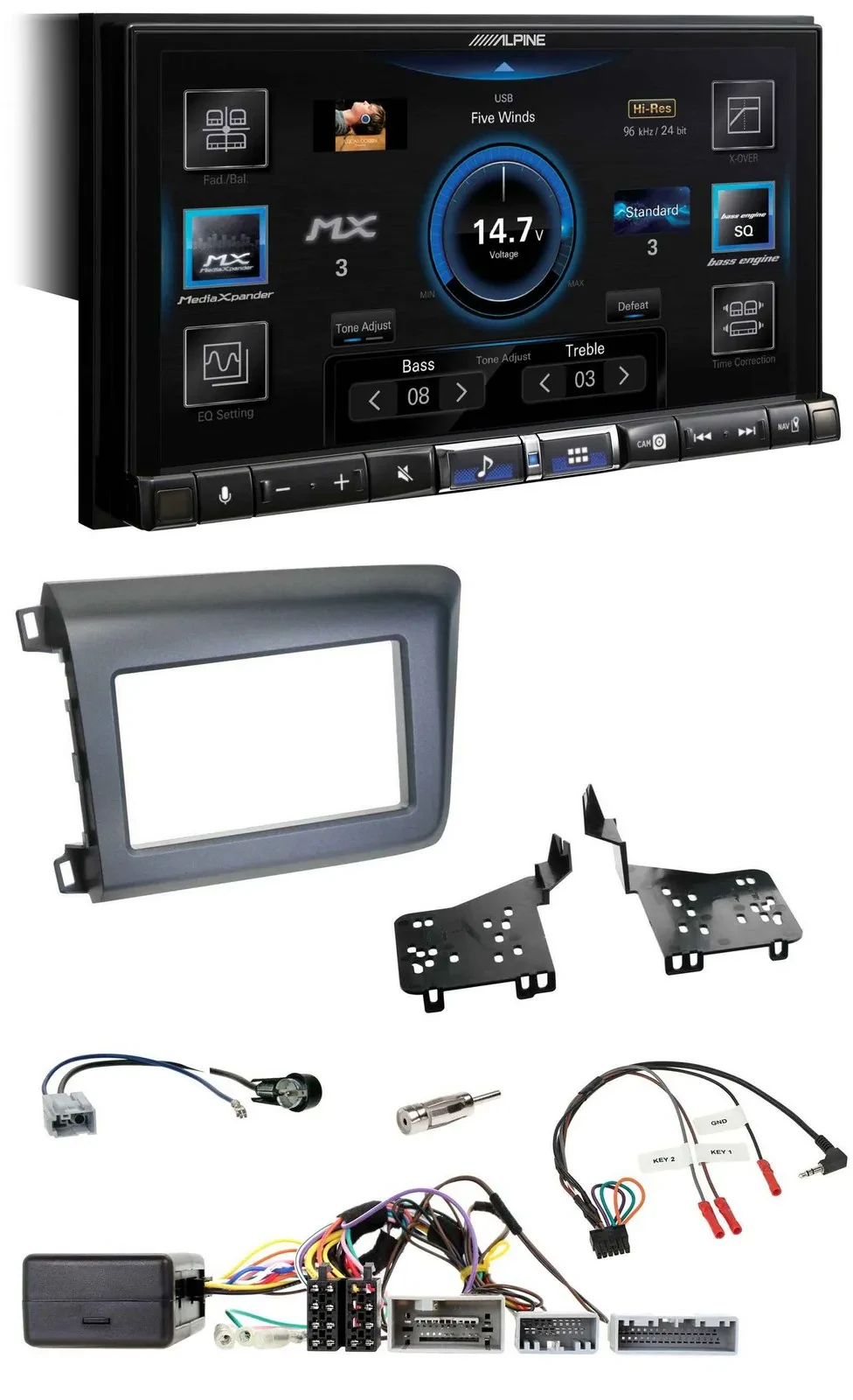 Alpine DAB 2DIN USB Bluetooth Lenkrad Autoradio für Honda Civic US Modelle 2012-