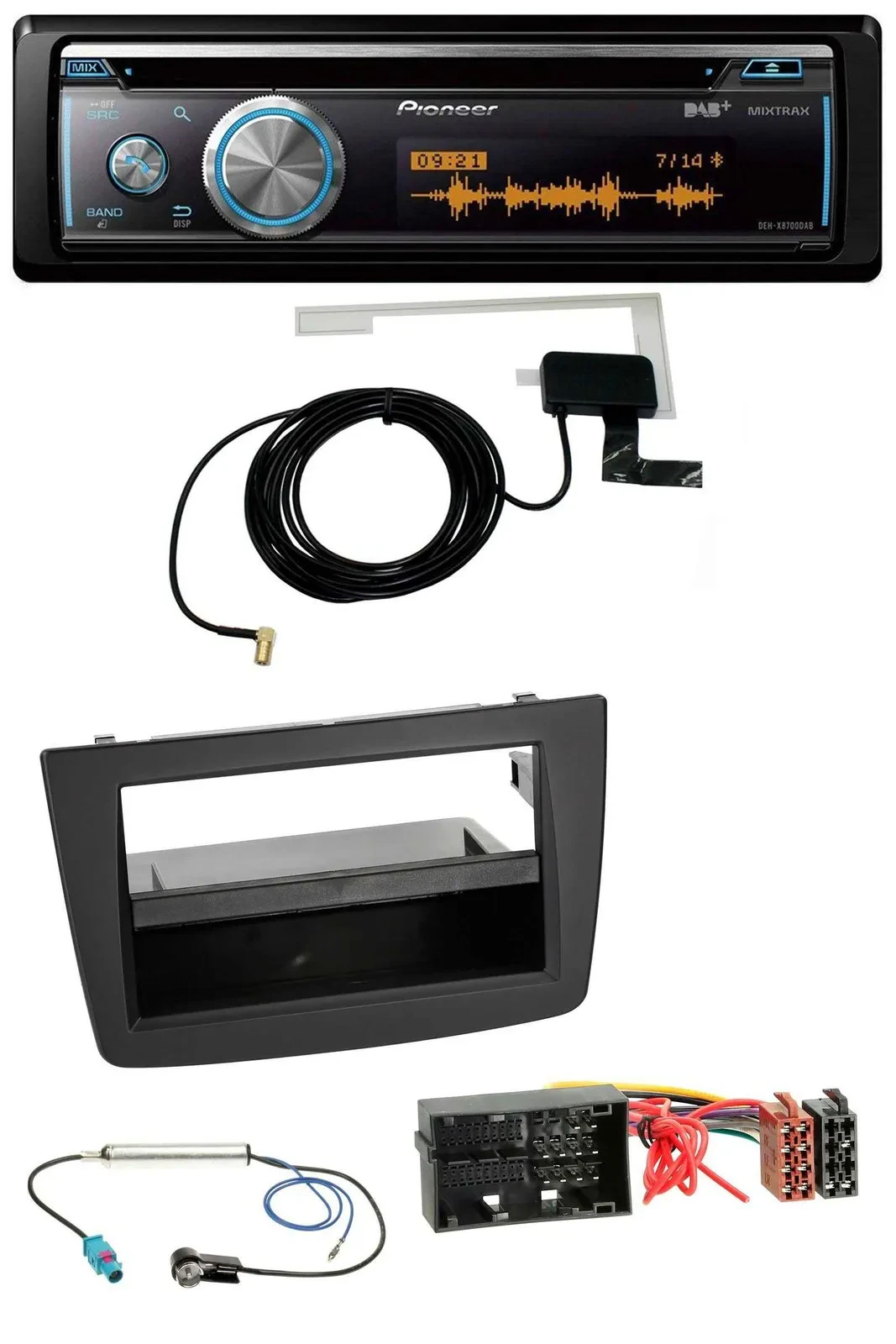 Автомагнитола для Alfa Romeo Mito 955 (с 2014) Pioneer Bluetooth, DAB, MP3, USB, CD, черный