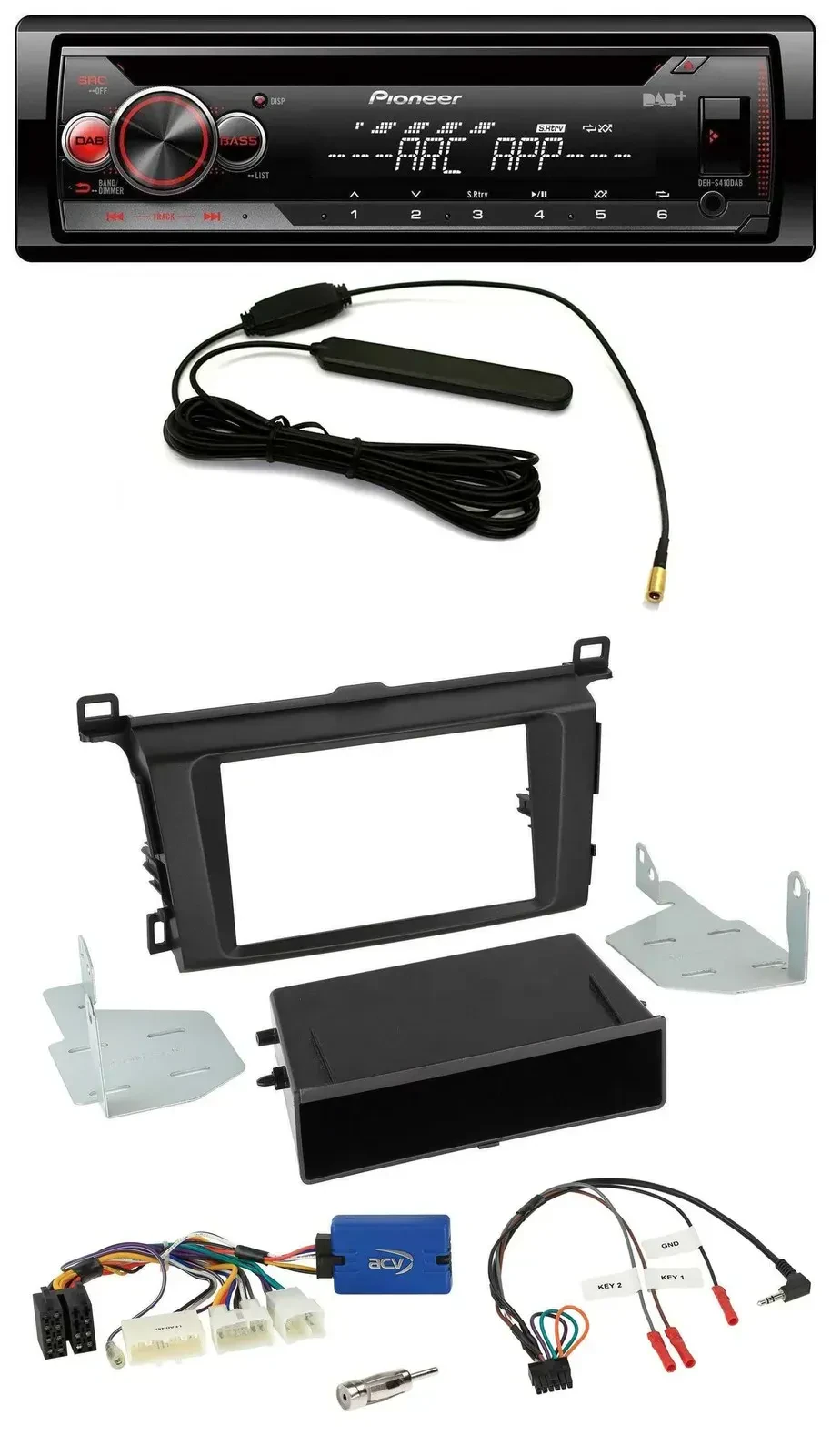 Автомагнитола для Toyota RAV4 (с 2013) Pioneer CD/USB/DAB/MP3, совместима с кнопками на руле