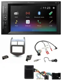 Pioneer DAB Lenkrad 2DIN Bluetooth USB Autoradio für Chevrolet Aveo ab 11 dunkel