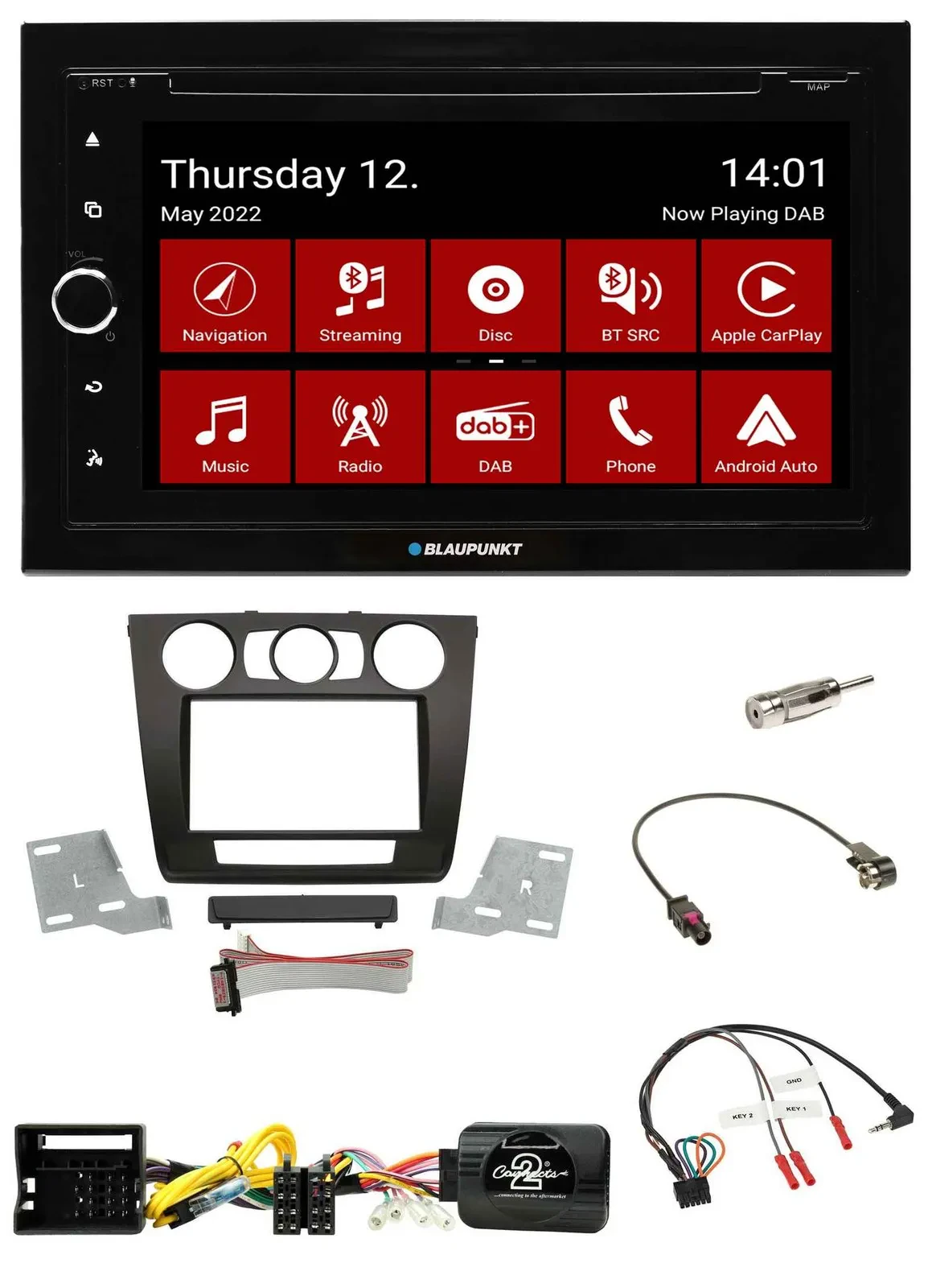 Blaupunkt Lenkrad DVD Bluetooth DAB 2DIN USB Autoradio für BMW 1er man. Klima E8