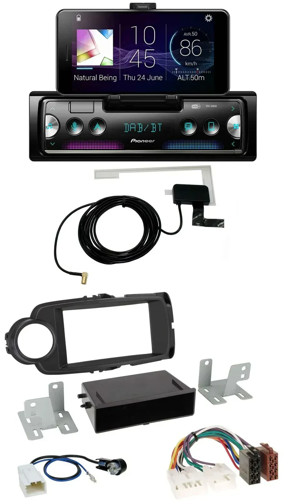 Автомагнитола Pioneer DAB Bluetooth MP3 USB для Toyota Yaris (2011–2014), черный