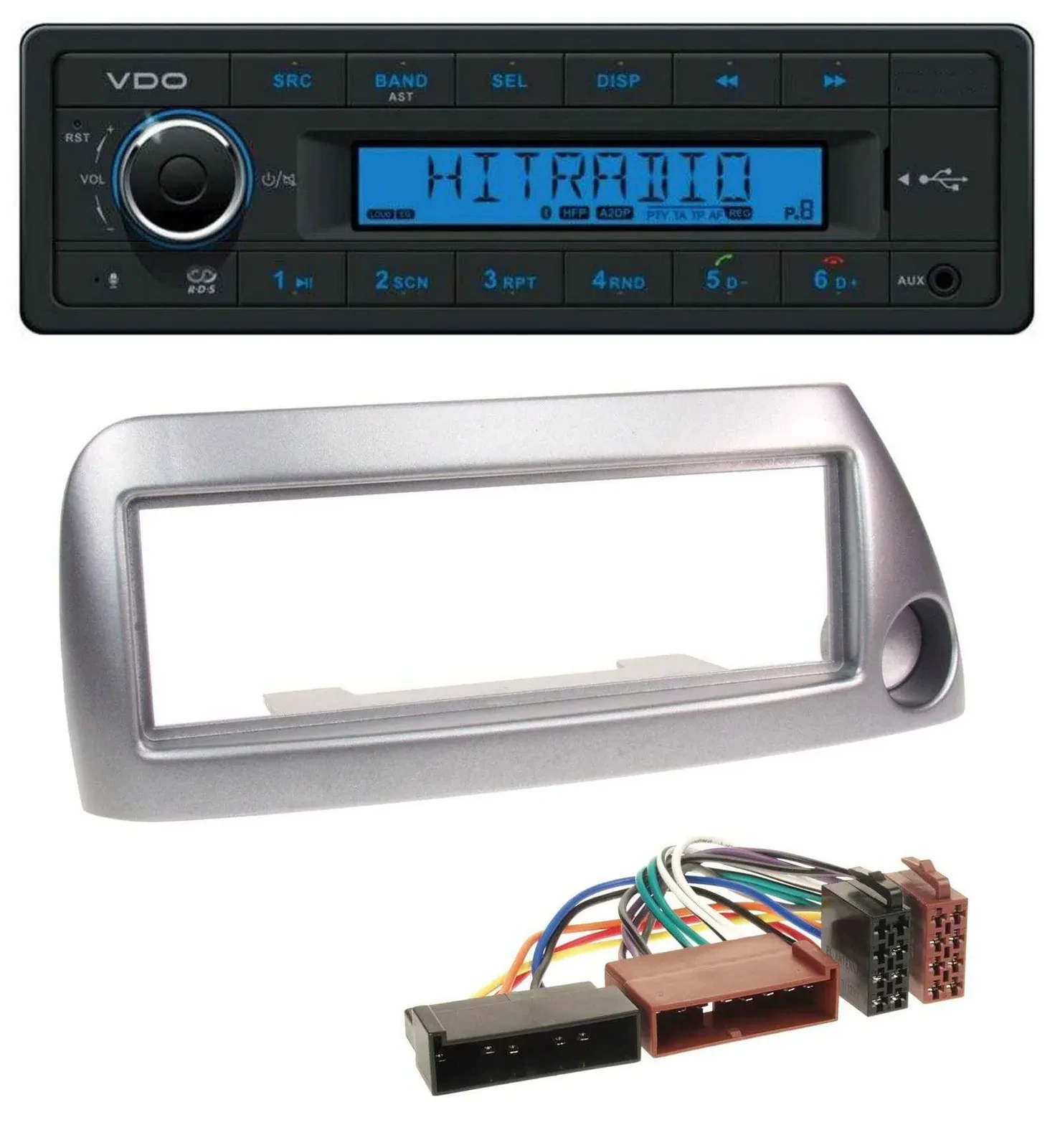 VDO AUX Bluetooth USB MP3 Autoradio für Ford Ka bis 2008 silber-metallic