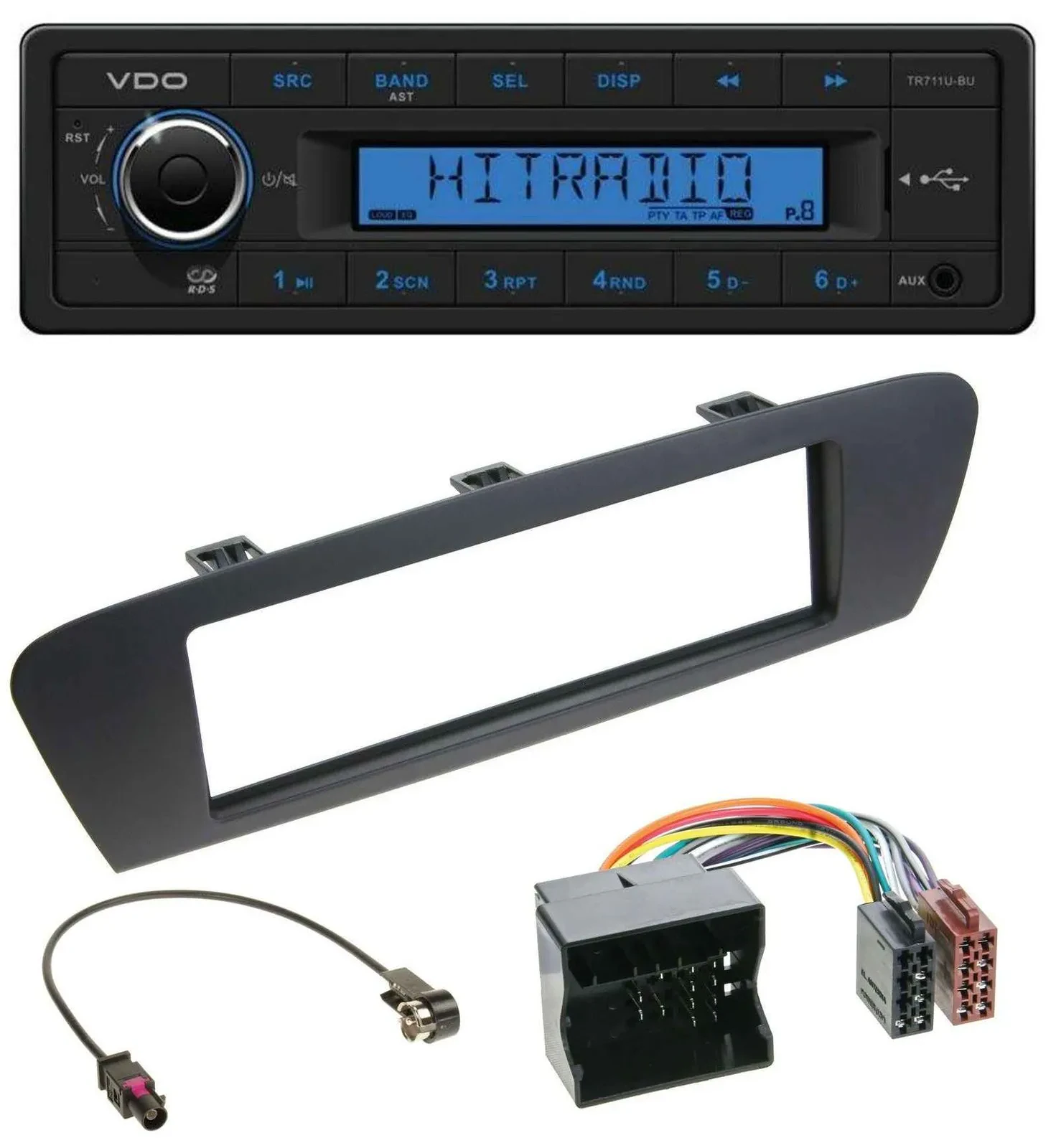 VDO AUX 1DIN MP3 USB Autoradio für Renault Scenic (ab 12) - braun