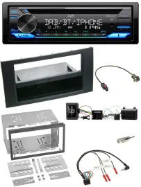 Автомагнитола JVC Bluetooth, USB, DAB, CD для Ford Kuga 2008–2012, черная, с управлением на руле
