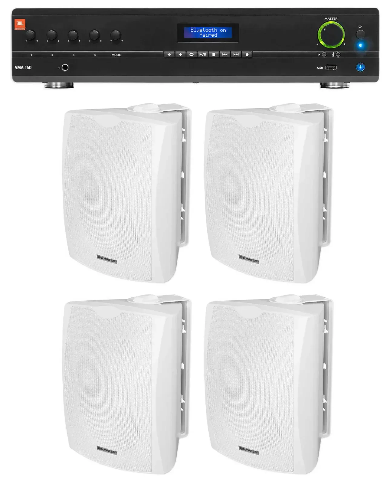 Настенная акустика JBL WET-6W White с усилителем (4 штуки)