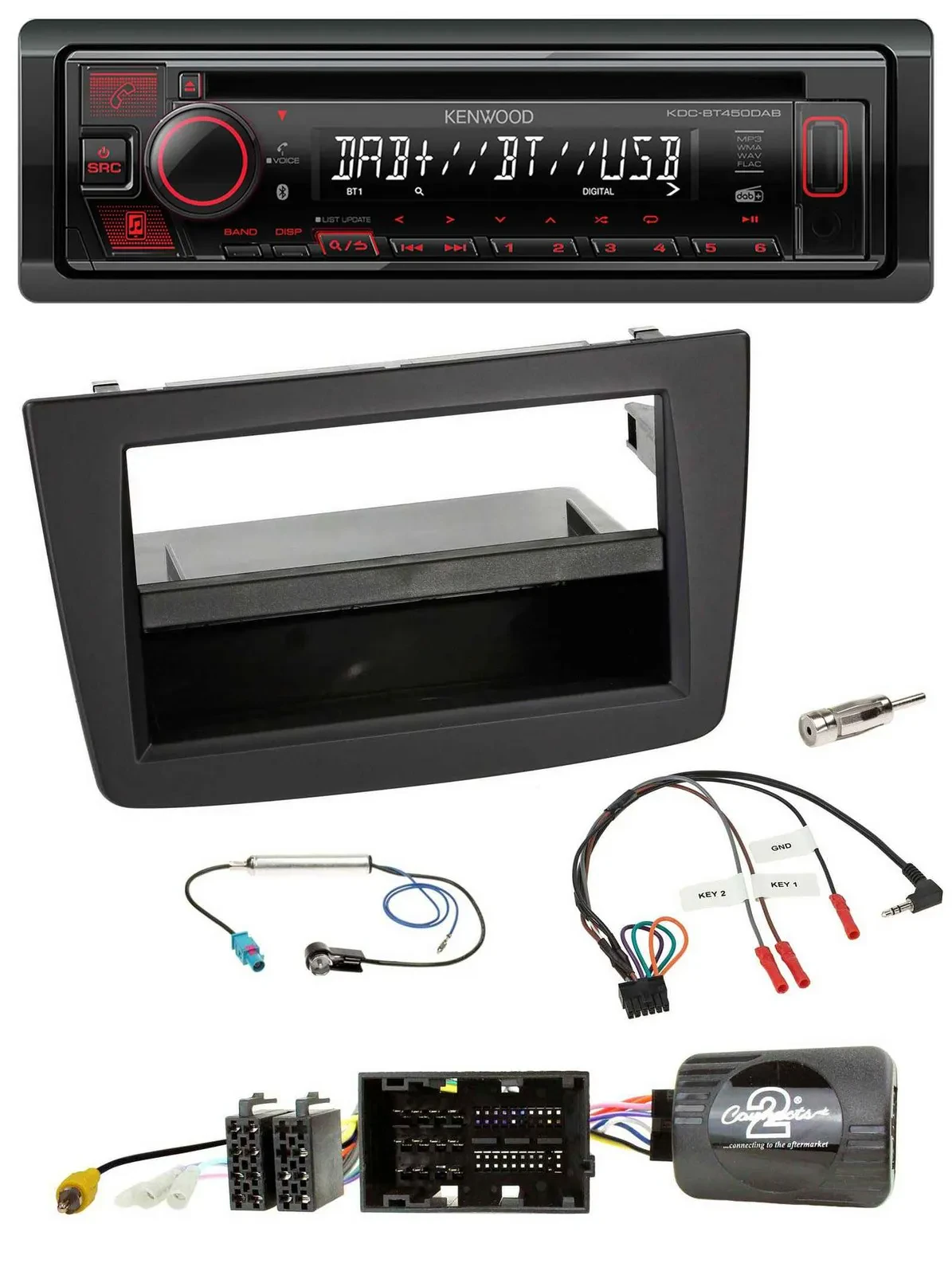 Автомагнитола Kenwood CD USB Bluetooth DAB для Alfa Romeo MiTo 955 (2014–2018)