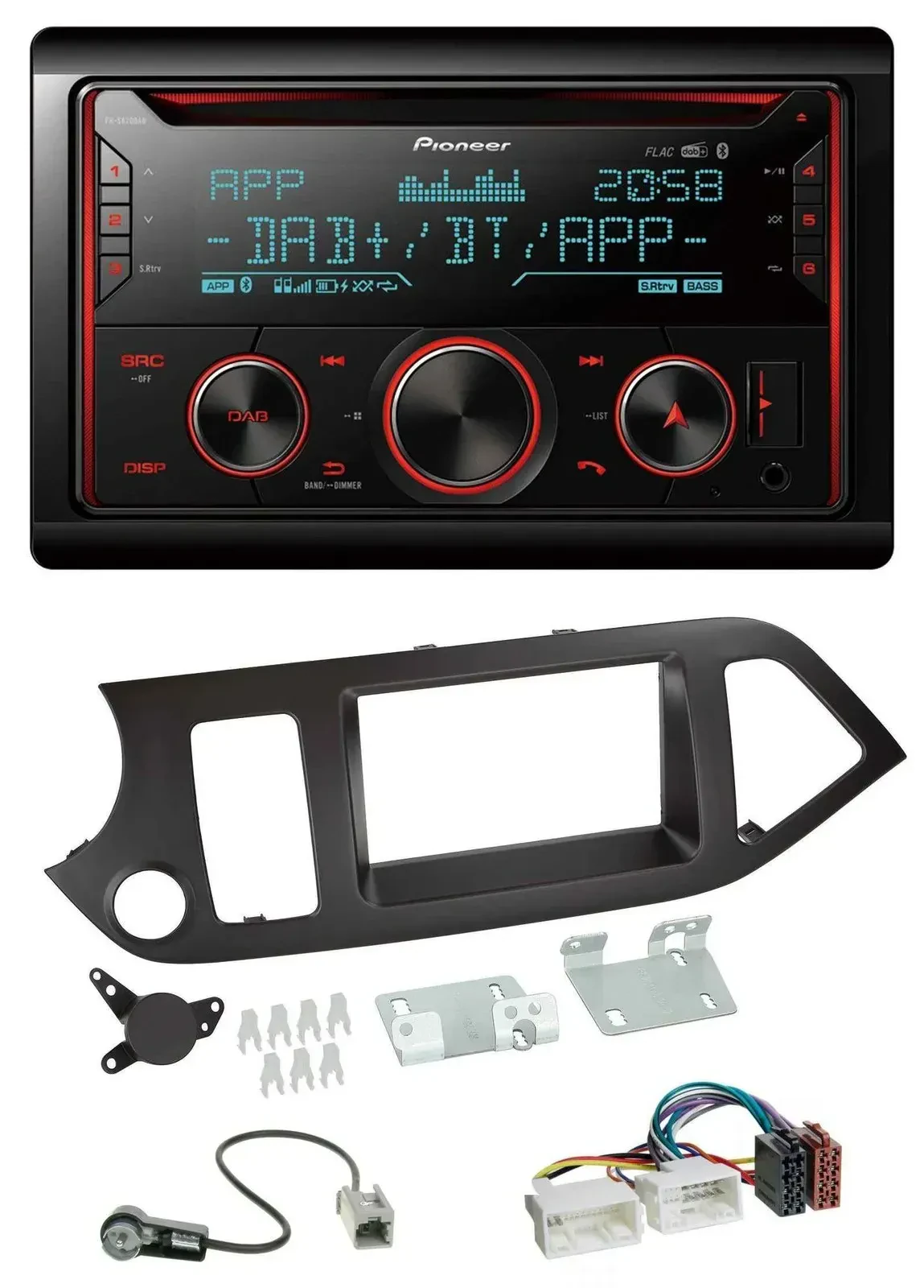 Pioneer 2DIN DAB MP3 Bluetooth USB CD Autoradio für Kia Picanto ab 11 ohne Start