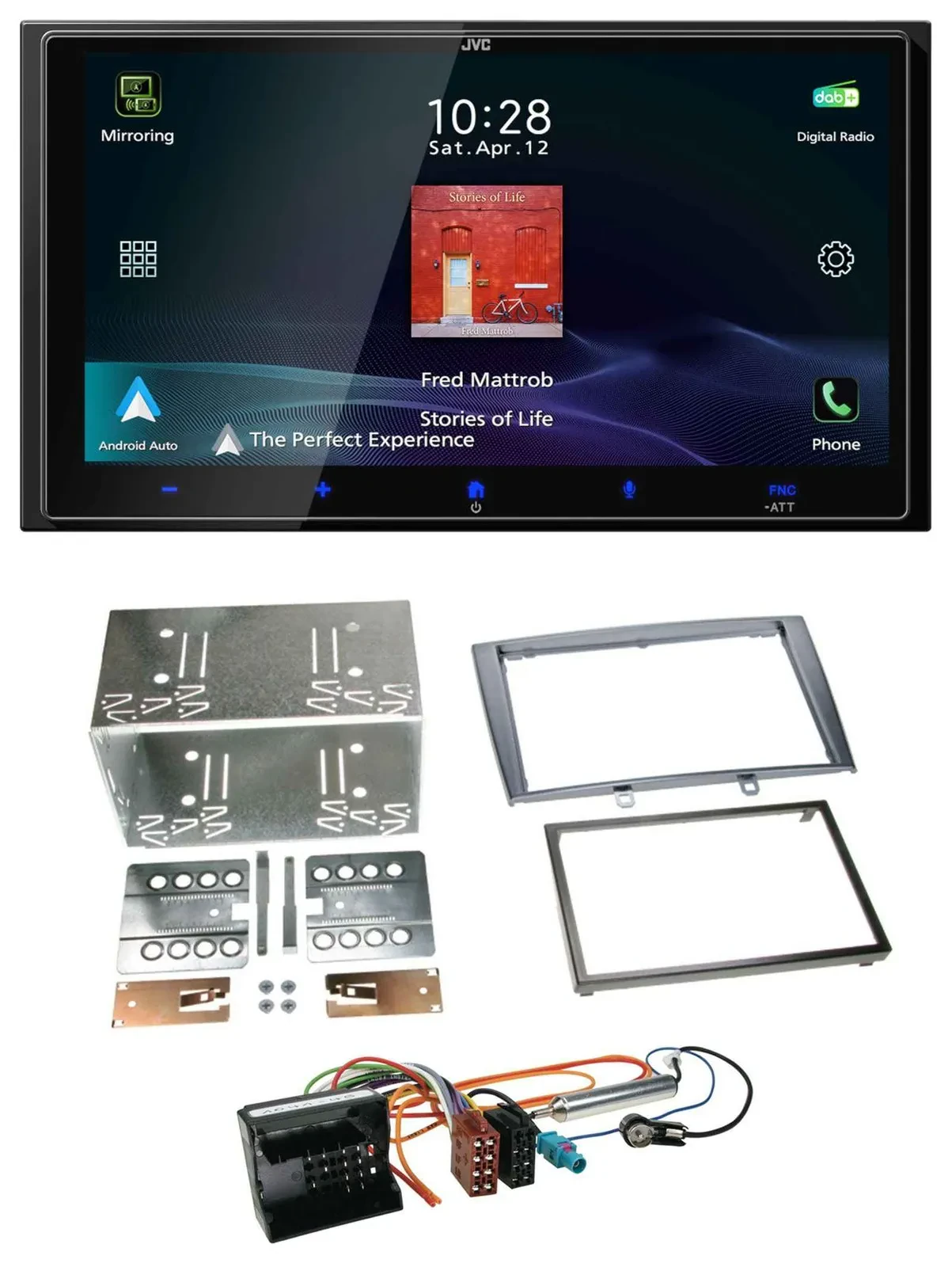 JVC USB Bluetooth 2DIN DAB MP3 Autoradio für Peugeot 308 07-09 silber