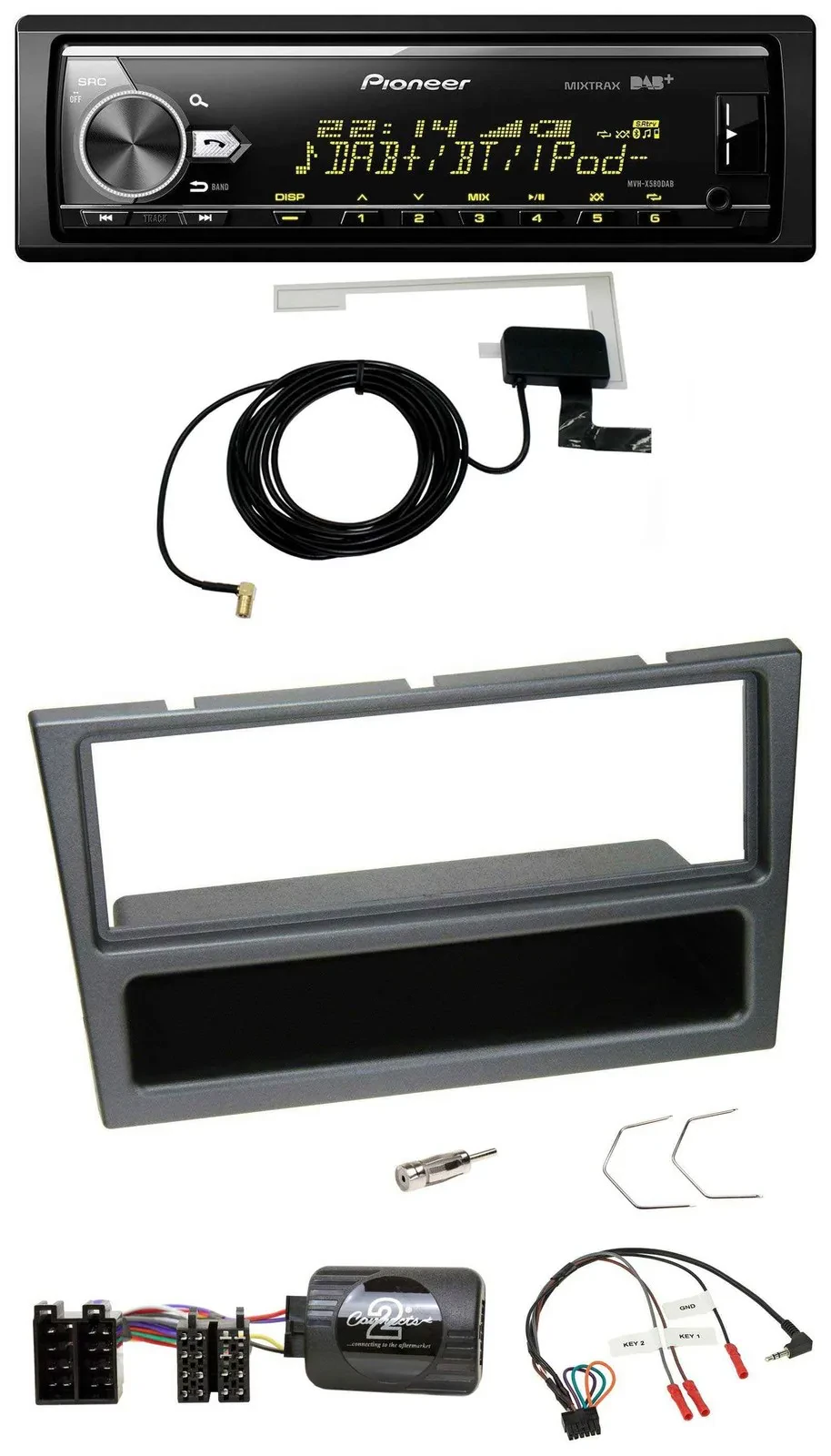 Pioneer Bluetooth DAB USB Lenkrad Autoradio für Opel Corsa C 2000-04 charcoal