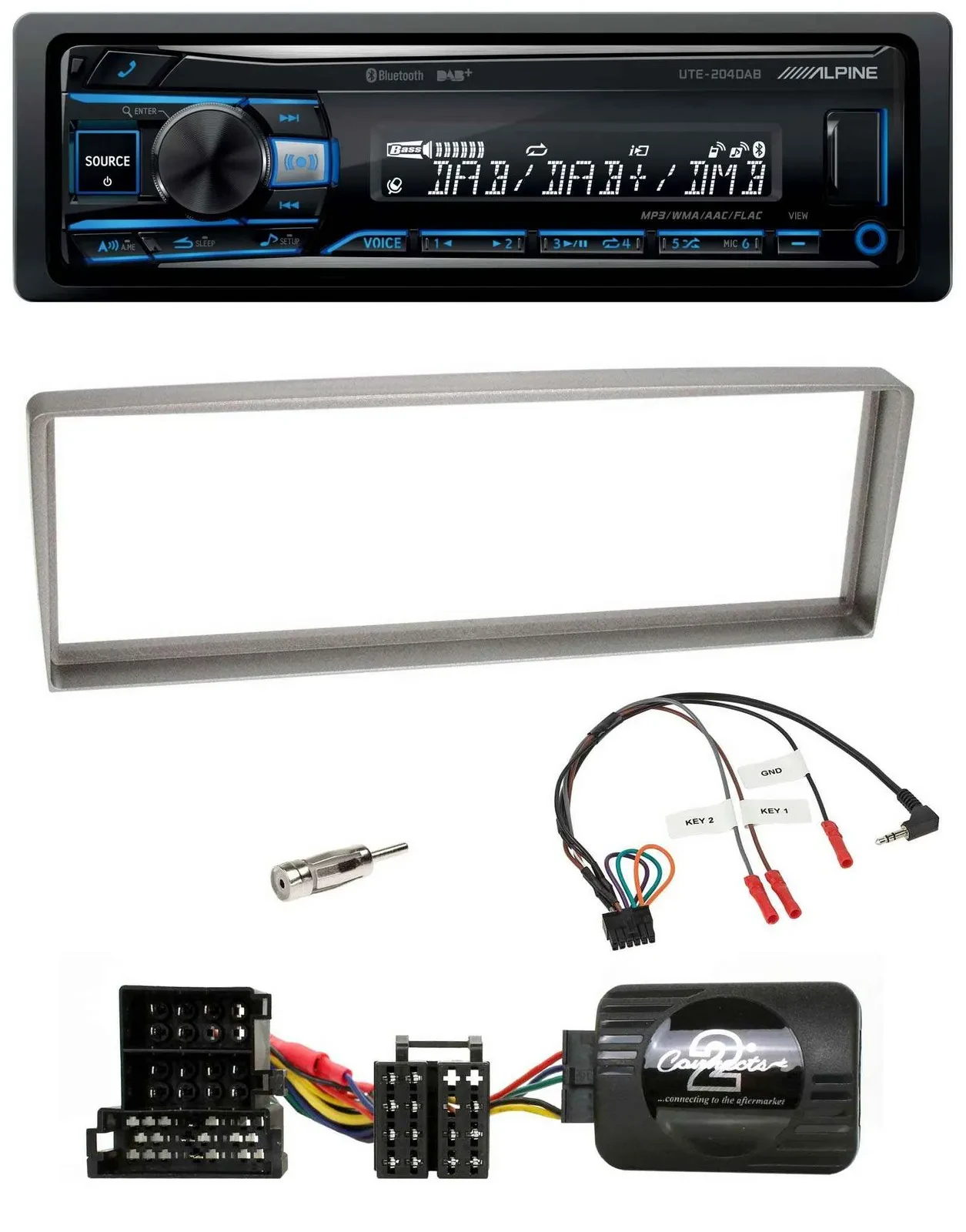 Alpine USB Bluetooth DAB Lenkrad Autoradio für Alfa Romeo 156 ab 2003 silber