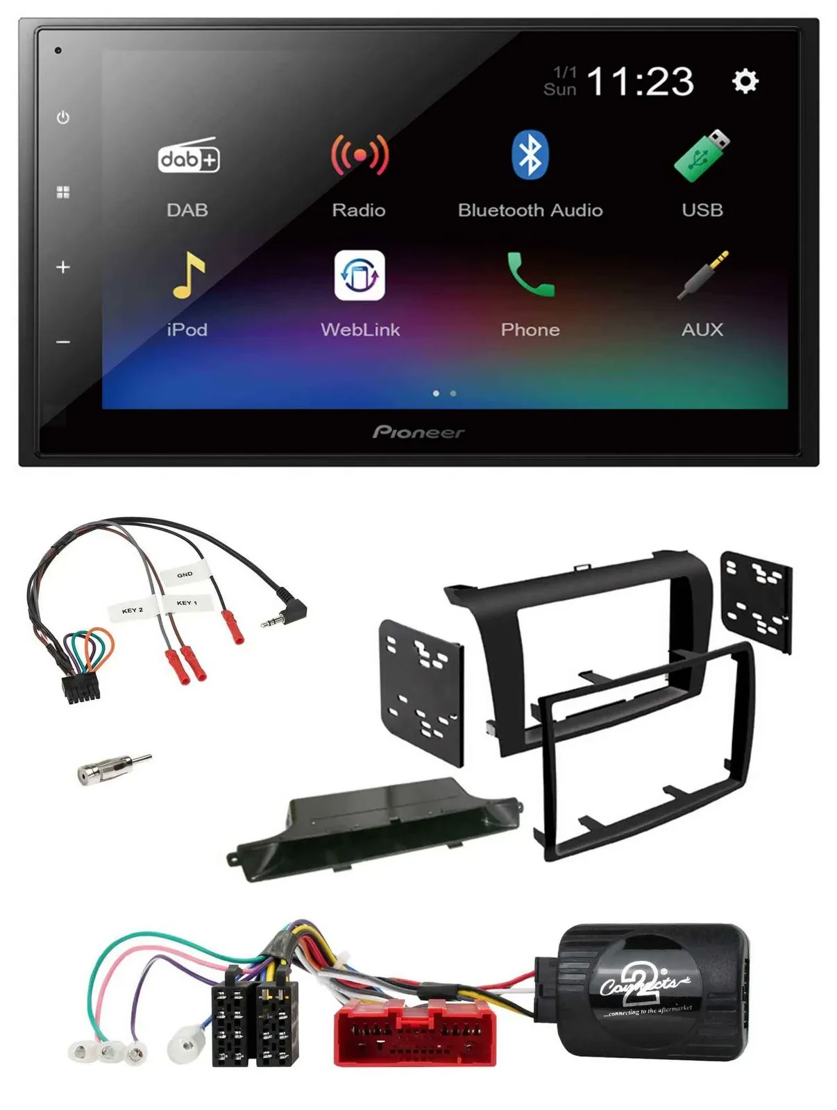Pioneer USB Bluetooth DAB 2DIN Lenkrad Autoradio für Mazda 3 2003-2009 schwarz