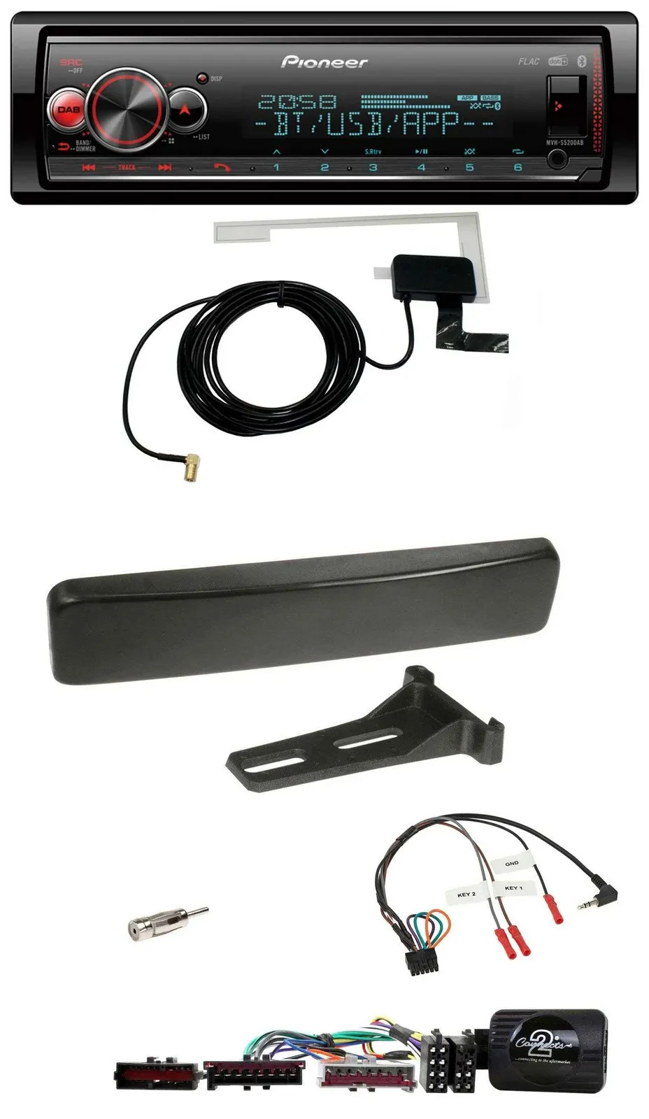 Pioneer Bluetooth DAB USB Lenkrad Autoradio für Ford Focus Mondeo schwarz