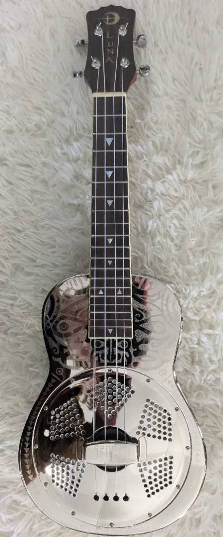 Luna Guitars Luna TIKI RES Ukenator Concert Tiki Resonator Ukulele with case - Prototype
