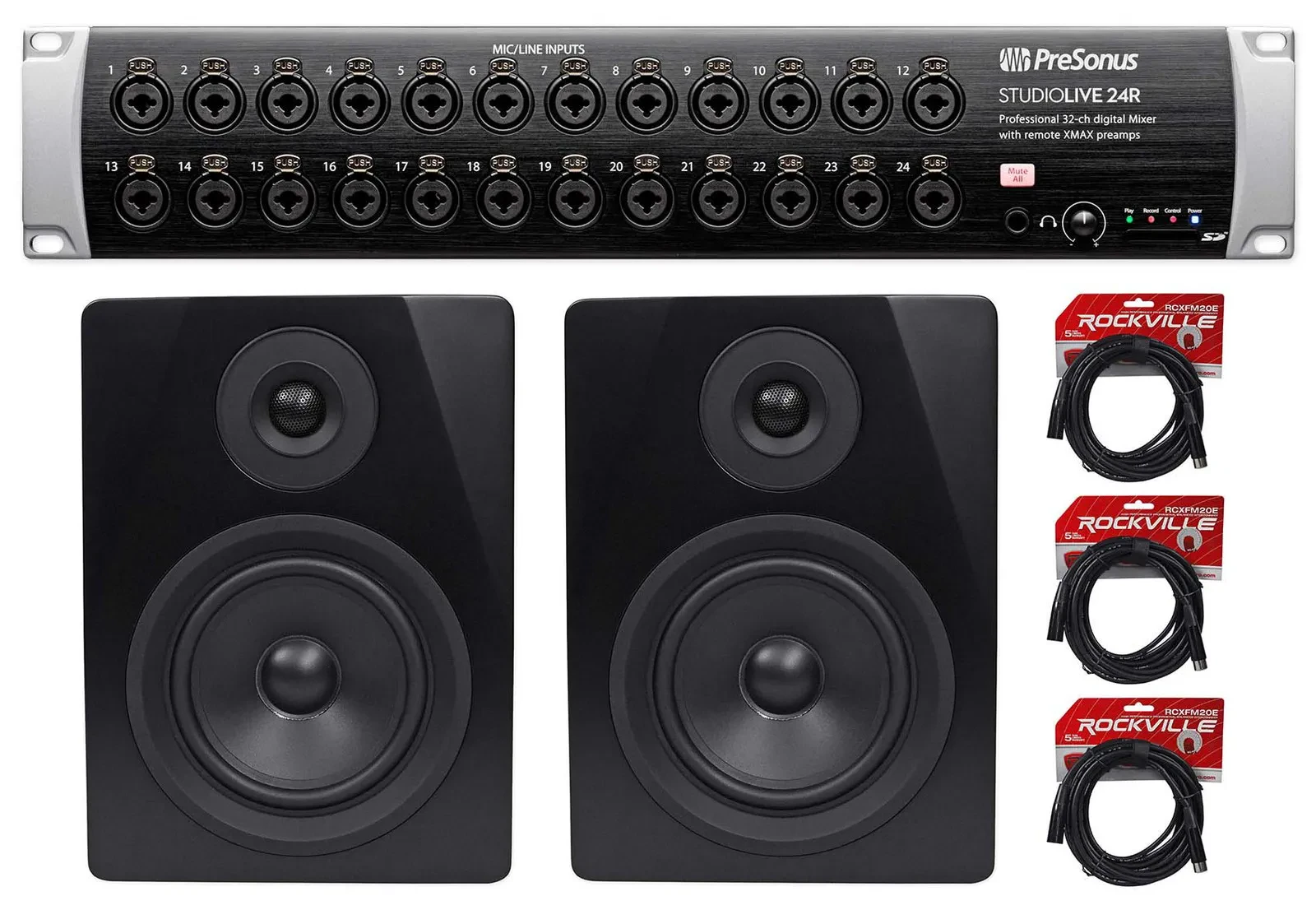 PRESONUS Studiolive 24R Digital Rack Mount Mixer w/24 Preamps+Studio Monitors