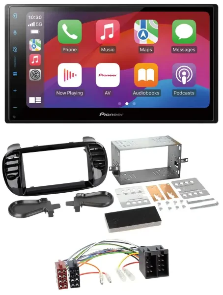 Pioneer DAB USB MP3 Bluetooth 2DIN Autoradio für Fiat 500 bis 2012 glänzend schw