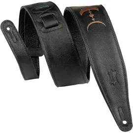 Ремень для гитары Levy's 2.5" Black Garment Leather Guitar Strap Brown Moon