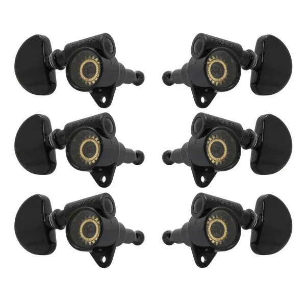 GROVER 102SVBC Skeleton View Rotomatics - Guitar Machine Heads, 3 + 3 - Black Ch