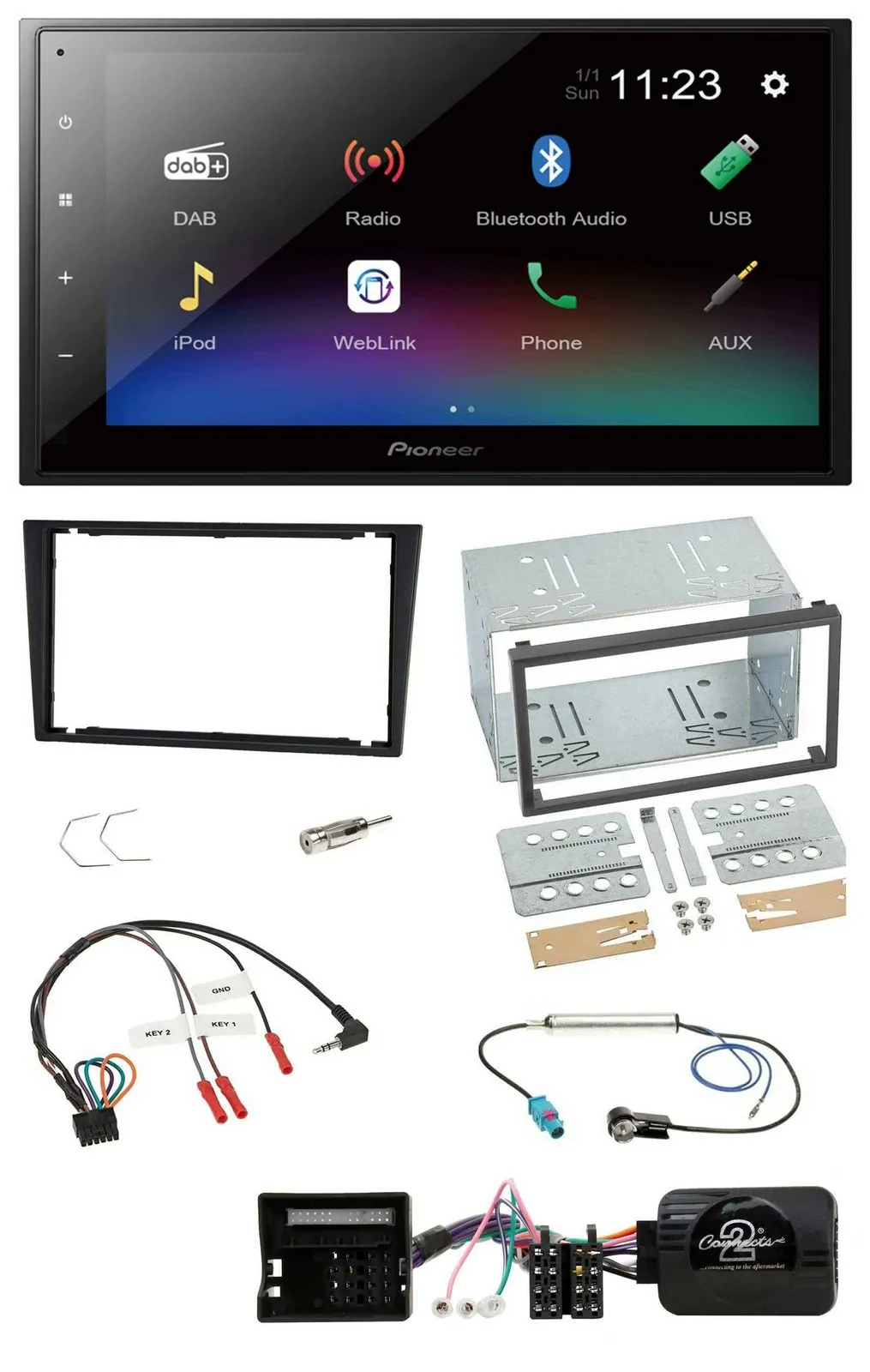 Pioneer USB Bluetooth DAB 2DIN Lenkrad Autoradio für Opel Corsa C Tigra Vectra C