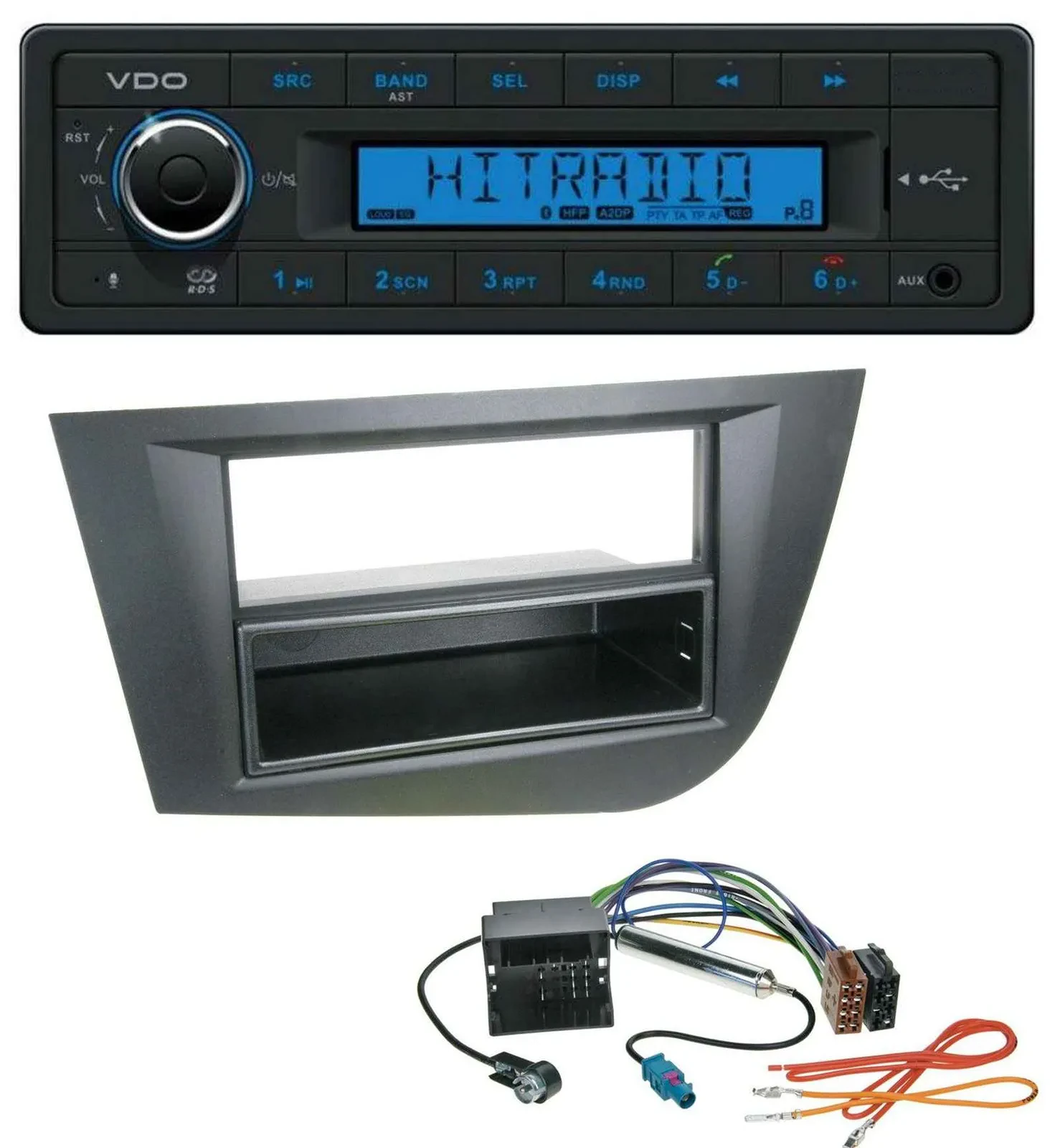 VDO AUX Bluetooth USB MP3 Autoradio für Seat Leon (ab 05) - schwarz