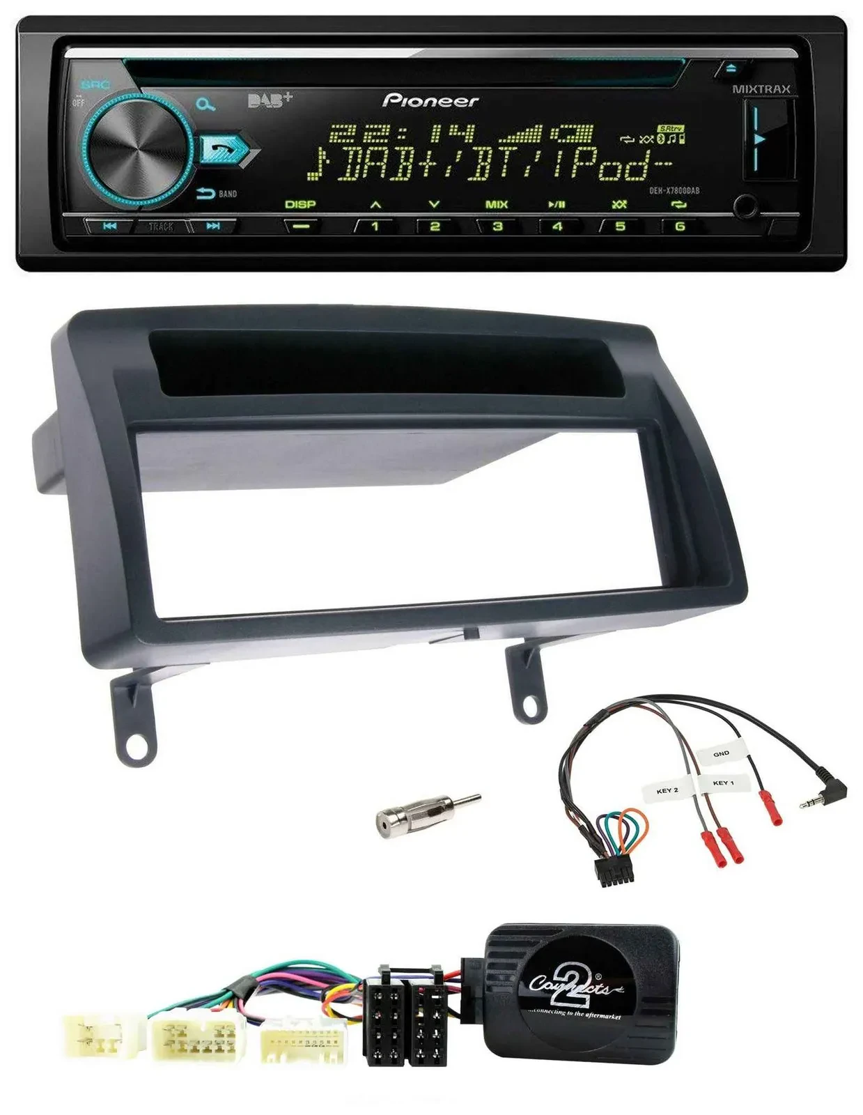 Автомагнитола для Toyota Corolla E12 (2001–2007) Pioneer CD, USB, Bluetooth, DAB, поддержка управления на руле