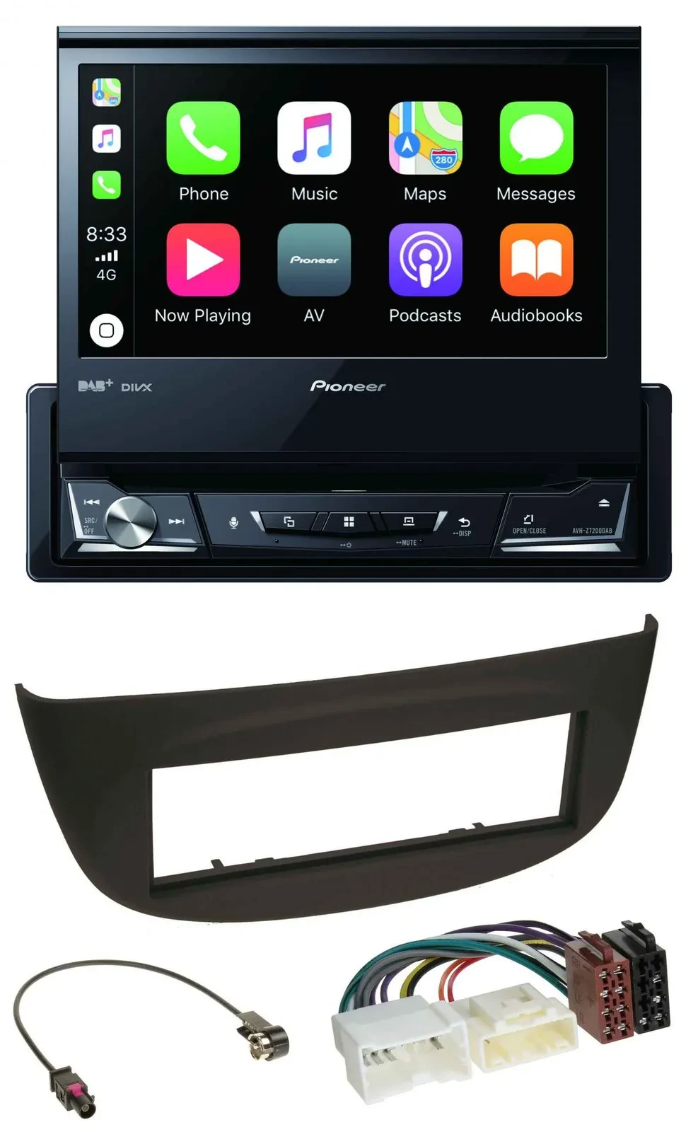 Pioneer DVD Bluetooth DAB USB MP3 Autoradio für Renault Twingo ab 2012 schwarz