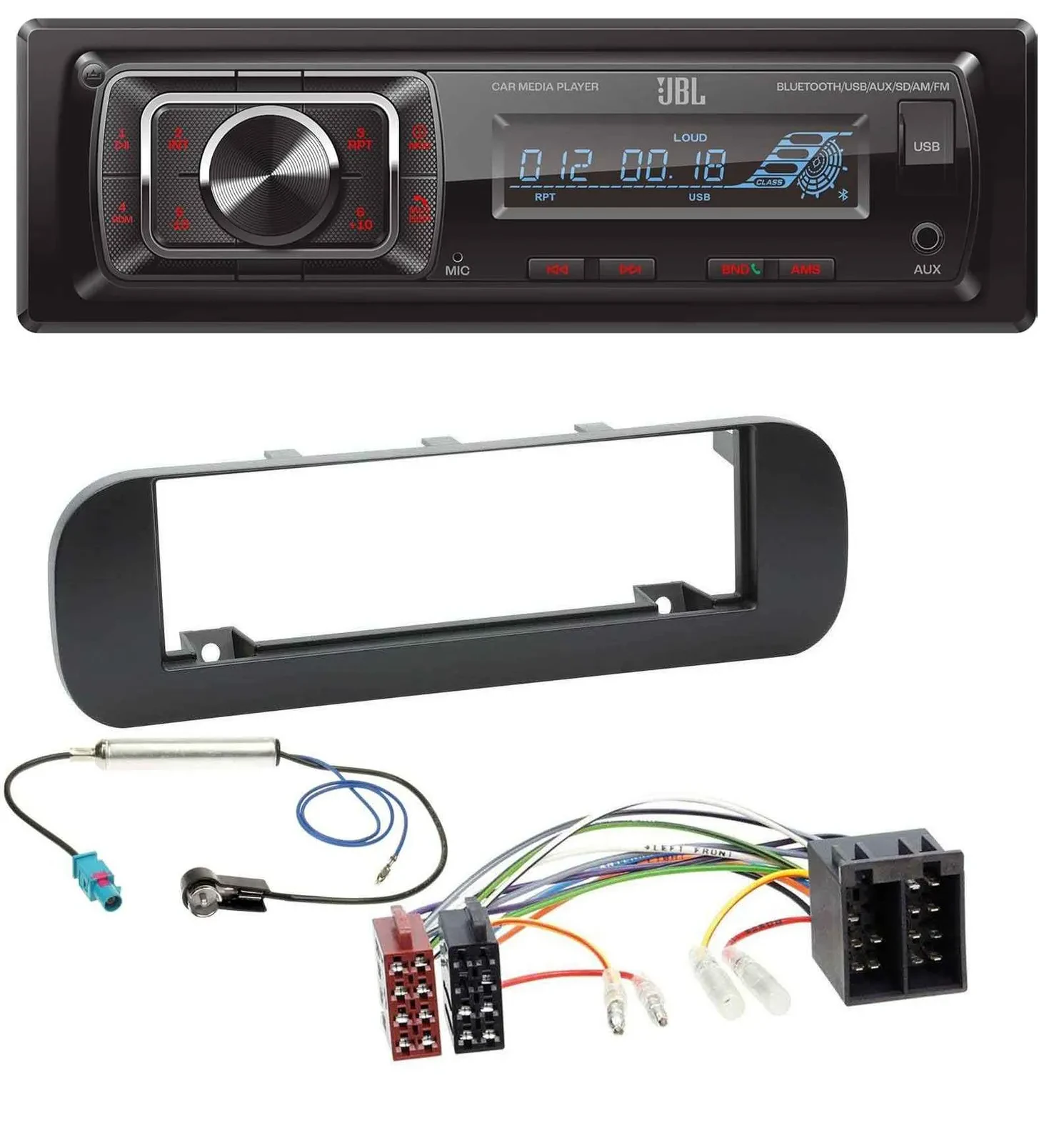 Автомагнитола для Fiat Panda (с 2012) JBL SD/AUX/MP3/USB/Bluetooth черная