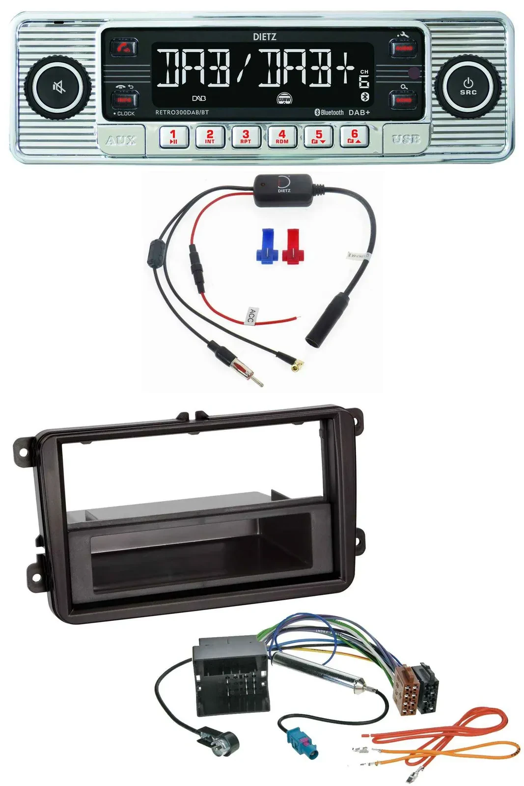 Dietz DAB USB MP3 Bluetooth Autoradio für VW Passat 05-10 Polo 09-14 Scirocco ab
