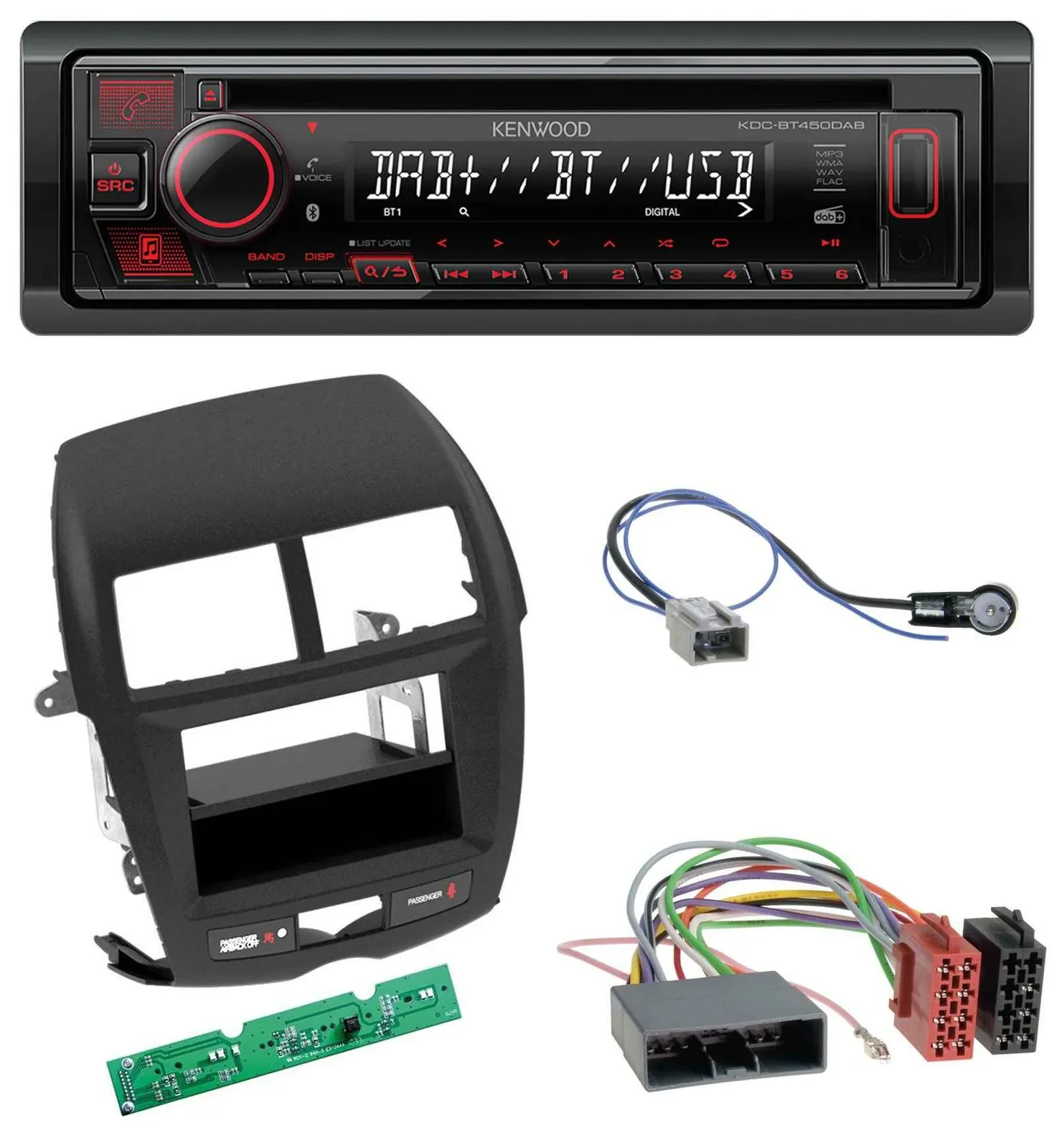Kenwood MP3 CD USB Bluetooth DAB Autoradio für Mitsubishi ASX (2010-2014)