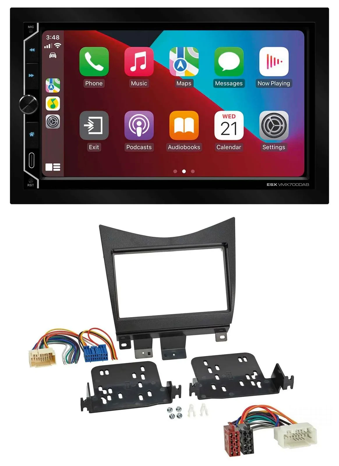 ESX 2DIN DAB USB MP3 Bluetooth Autoradio für Honda Accord 02-08 schwarz