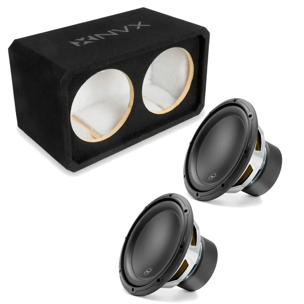 NVX NE102S Dual 10" Sealed 3/4" MDF Subwoofer Enclosure w/ W3v3 Subwoofer