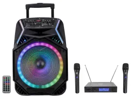 Technical Pro RAINB15 3000w Karaoke Machine System w/Bluetooth/LED+Wireless Mics