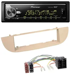 Автомагнитола для Fiat 500 (с 2007) Pioneer Bluetooth, USB, DAB, MP3 перламутрово-серый/бежевый