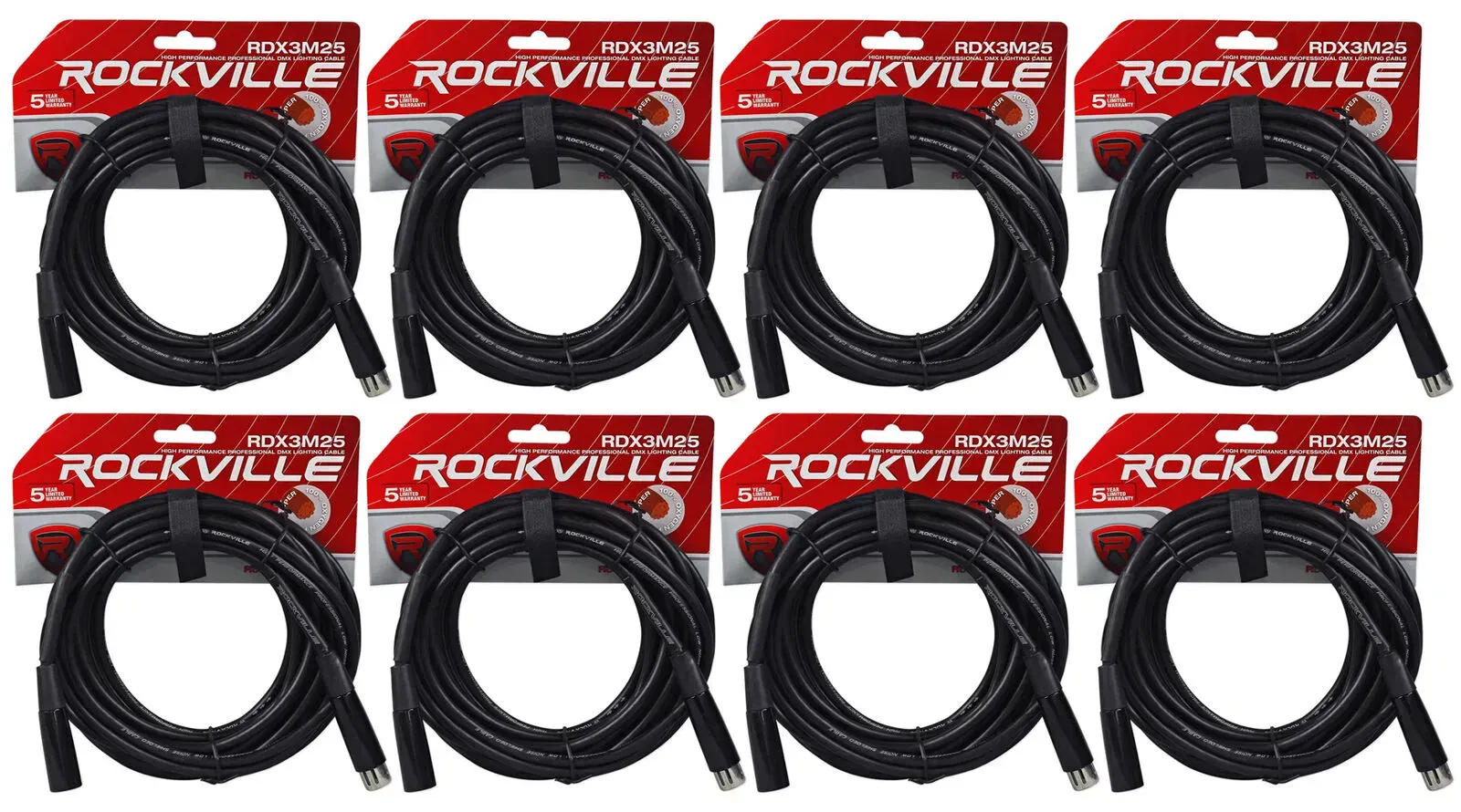 DMX-кабель Chauvet DMX3P25FT Black 7.6 м (8 штук)