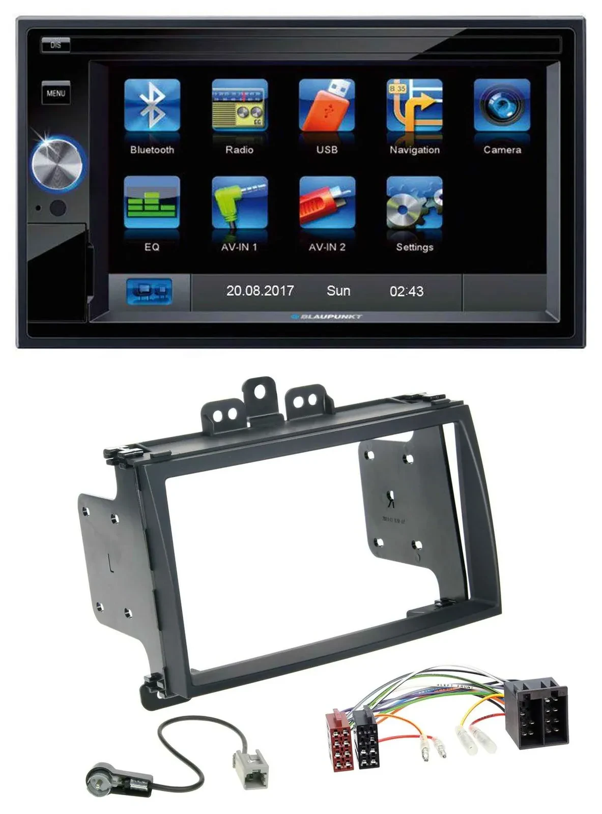 Blaupunkt SD Bluetooth 2DIN MP3 USB AUX Autoradio für Hyundai i20 09-12 schwarz
